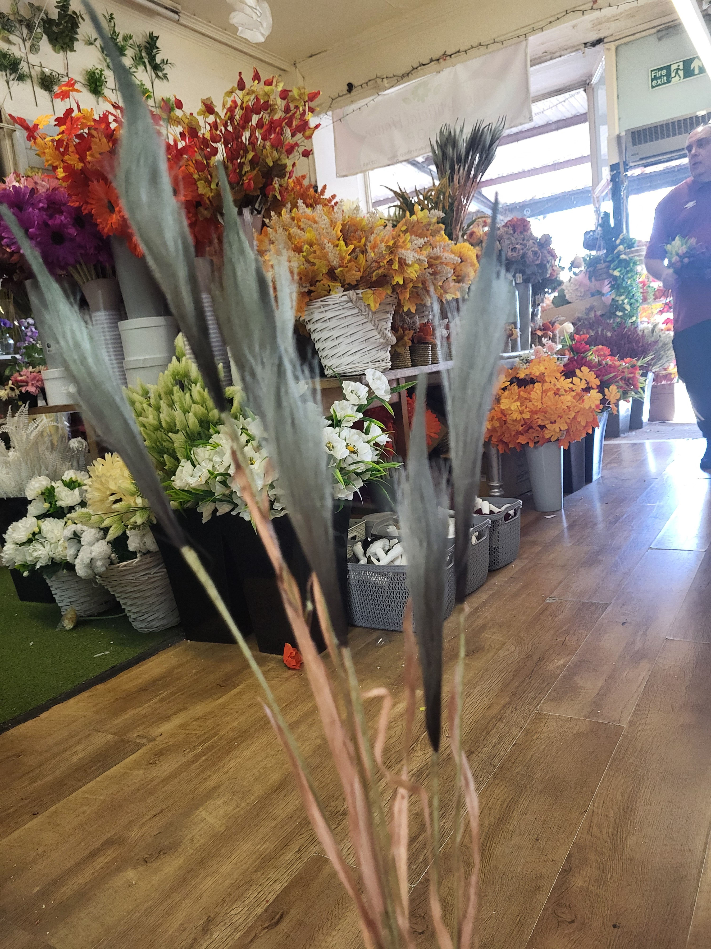 Natural green artificial pampas Reed spray image 6