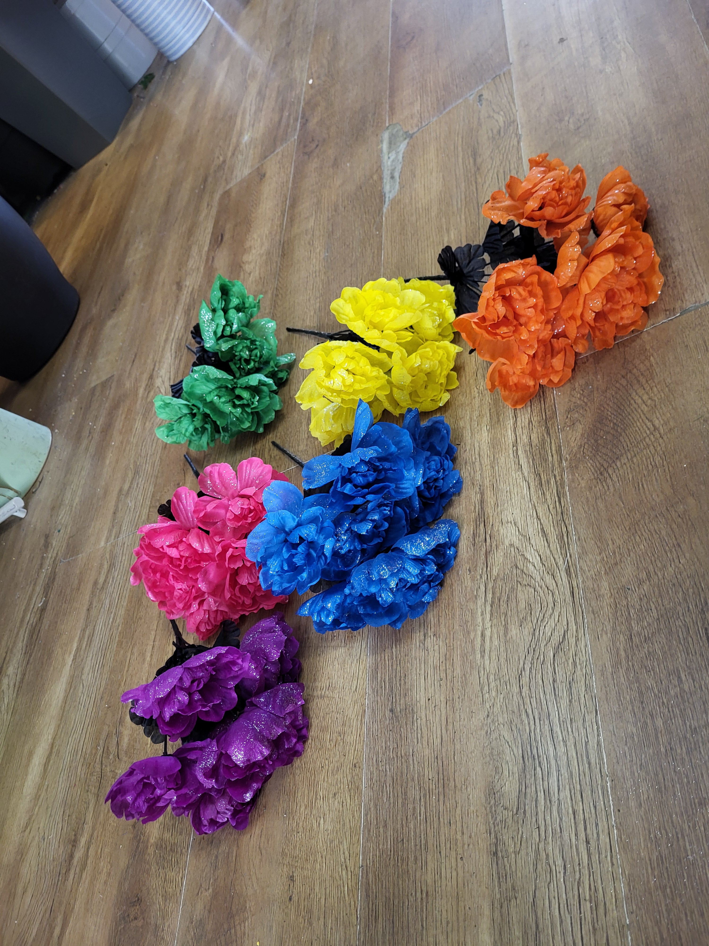 Neon Rainbow sparkle peonies - 6 colours available image 0