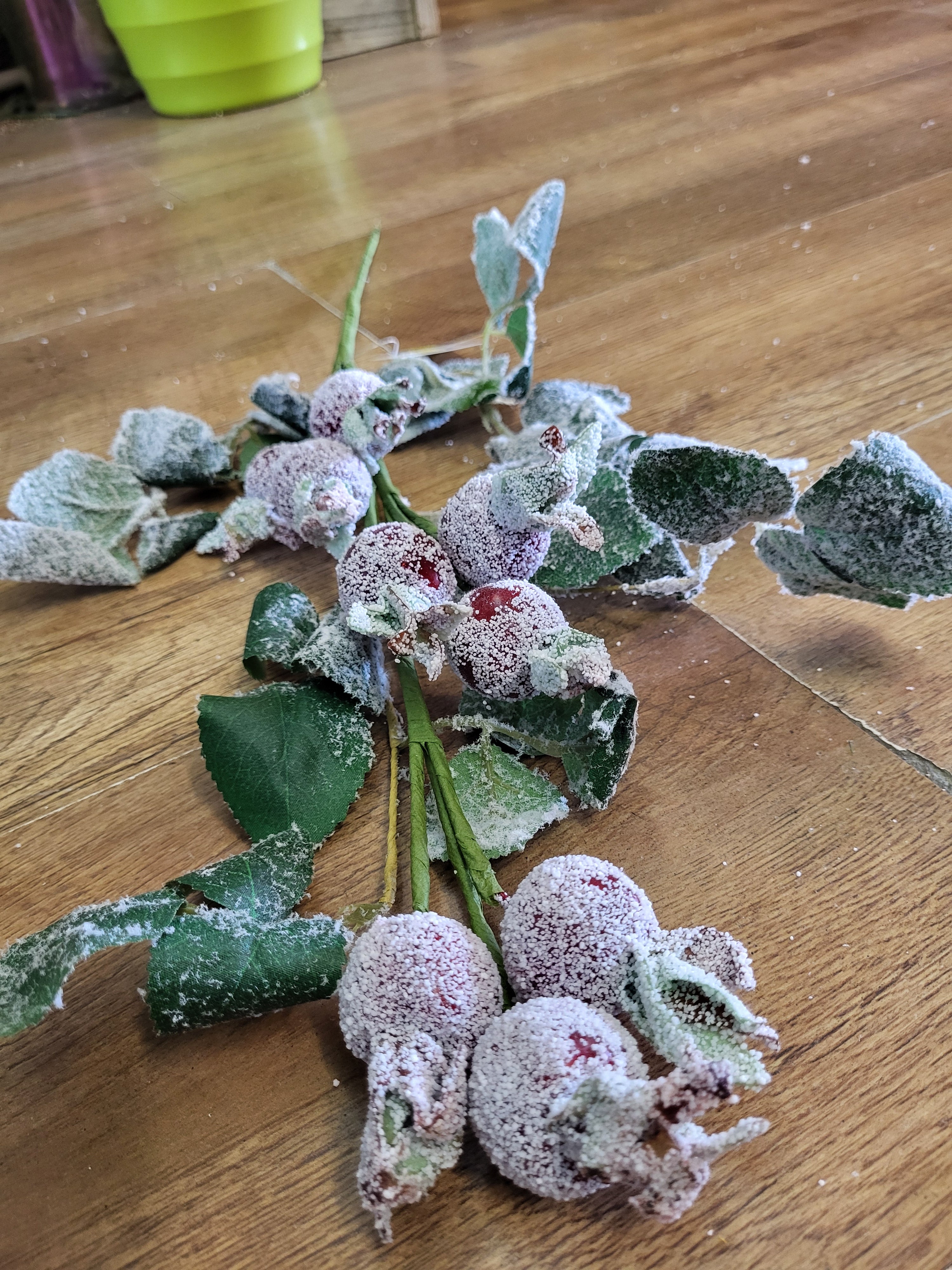 58cm Tall frosted winter Rosehip spray image 4