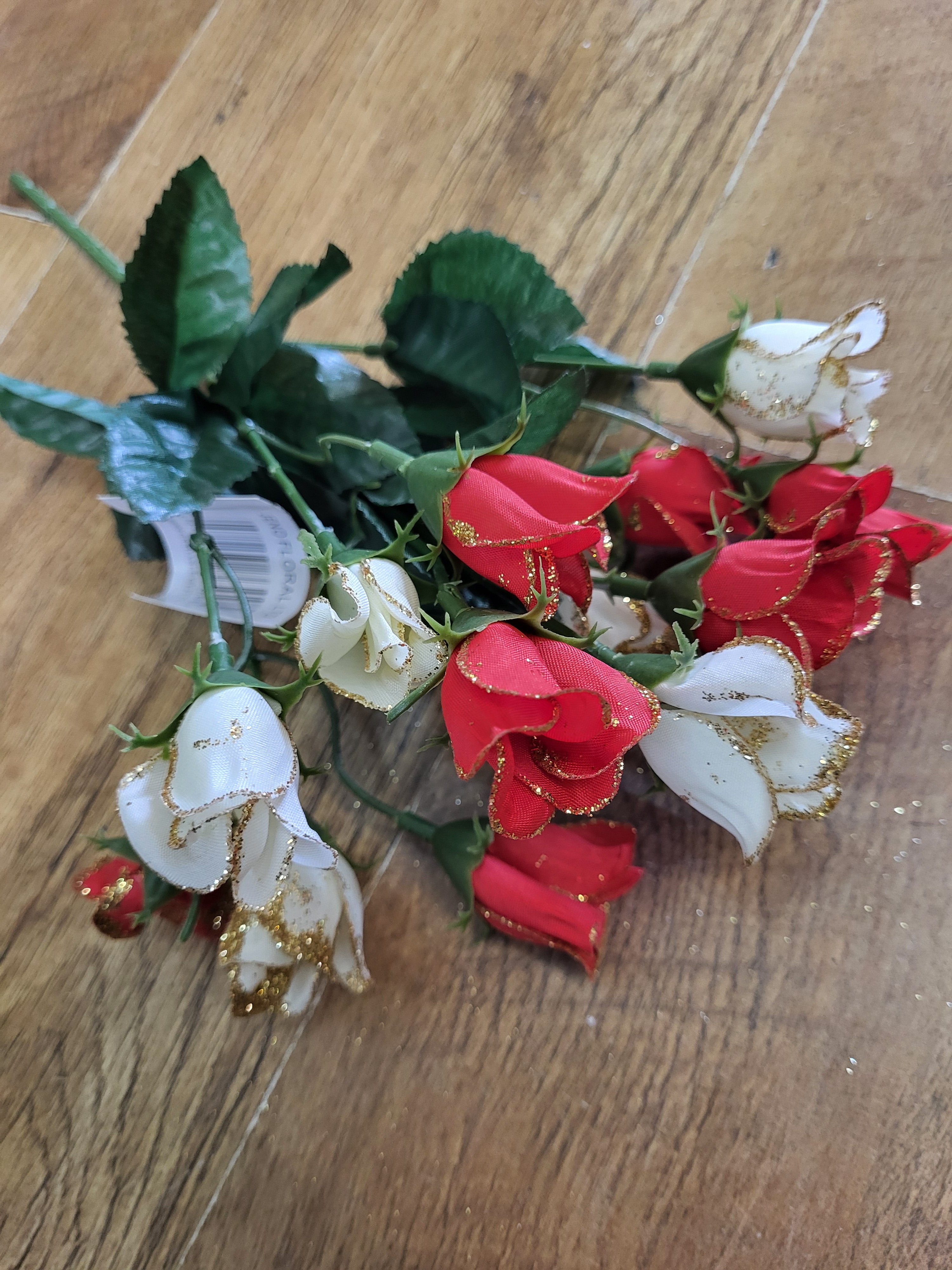 Glittered miniature rose bunches - 4 colours available image 4