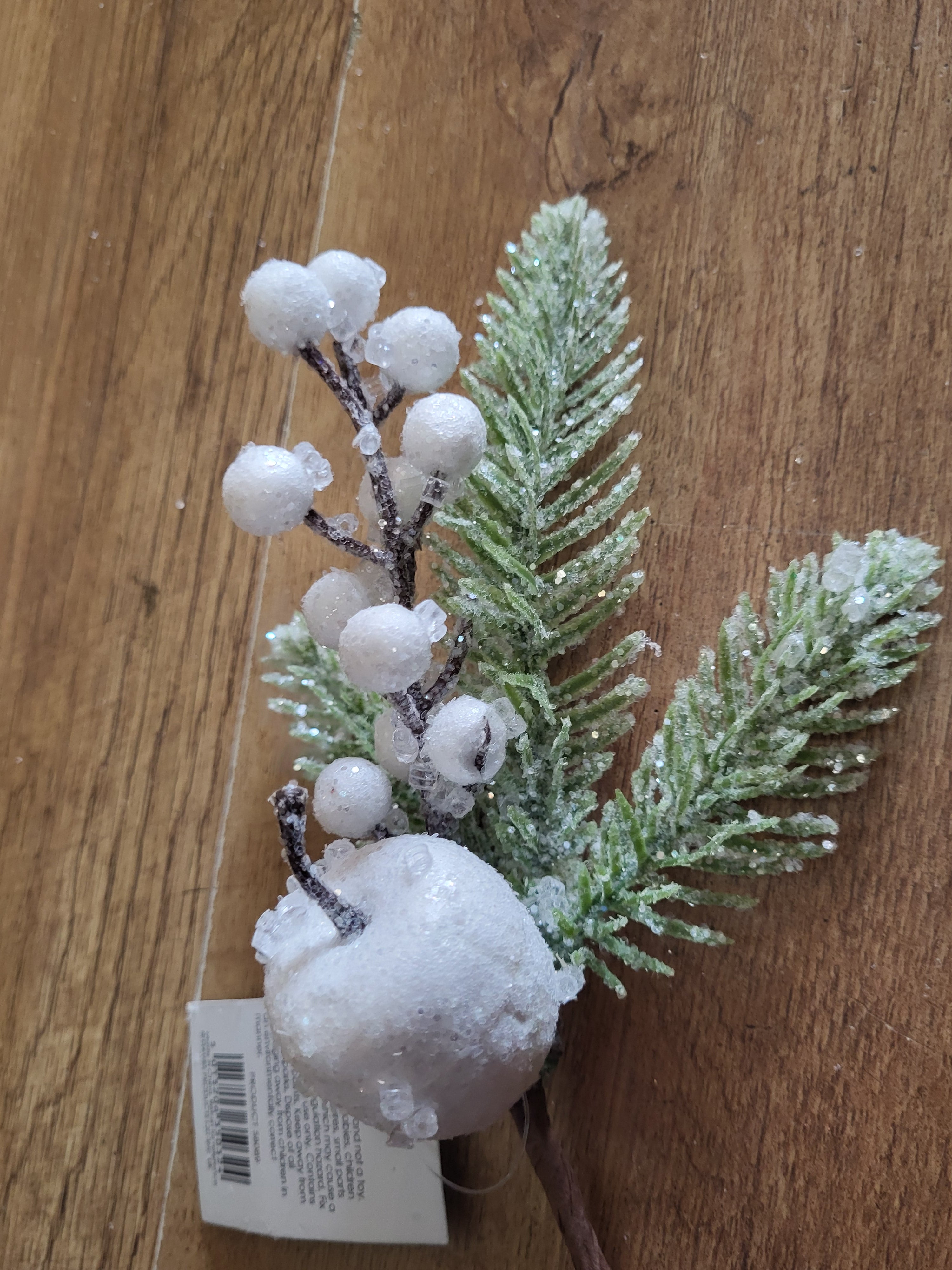 Frosted white fruits/berries and foliage pick image 2