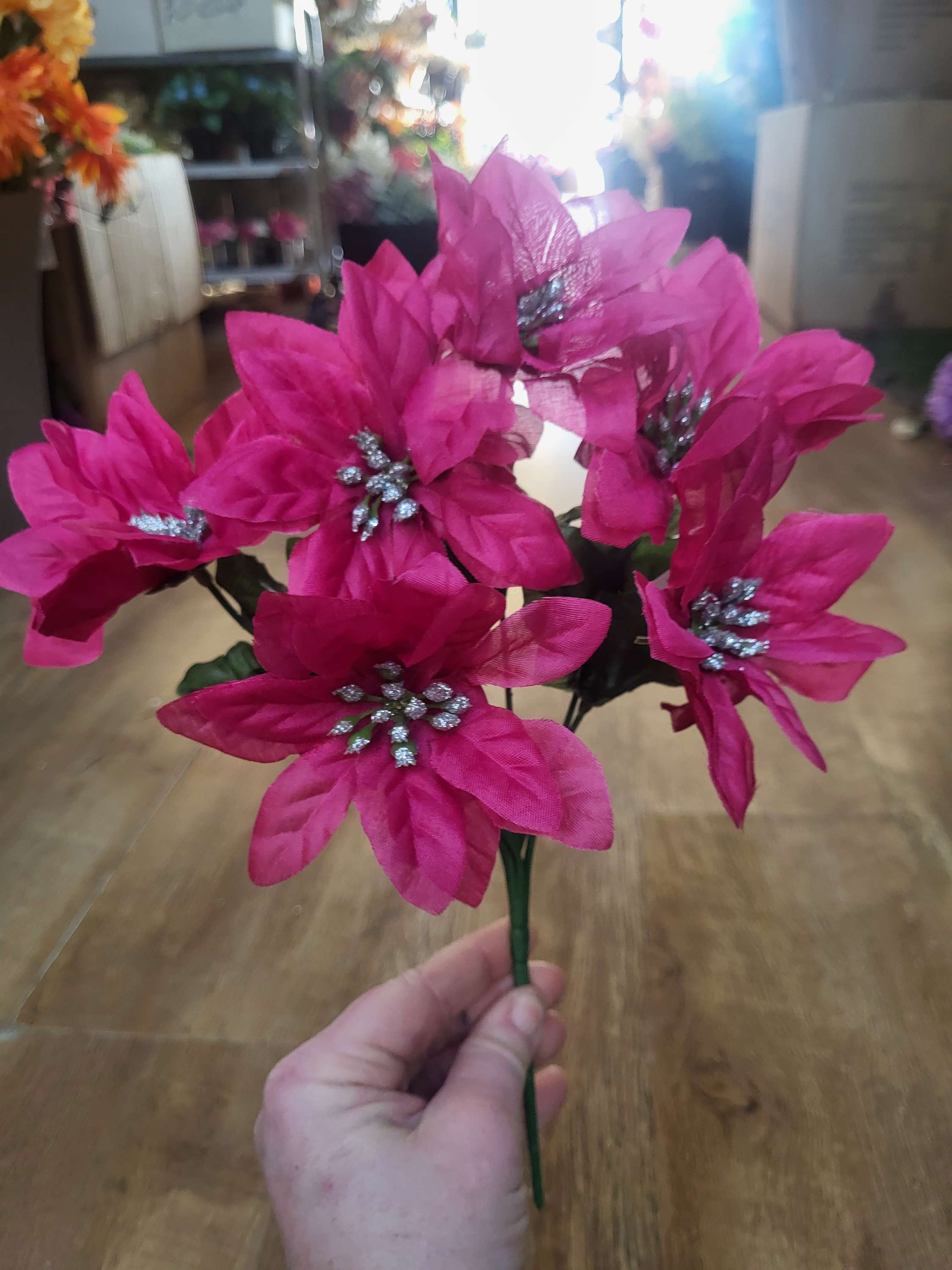 Poinsettia with glittered centre - 3 colours available image 7