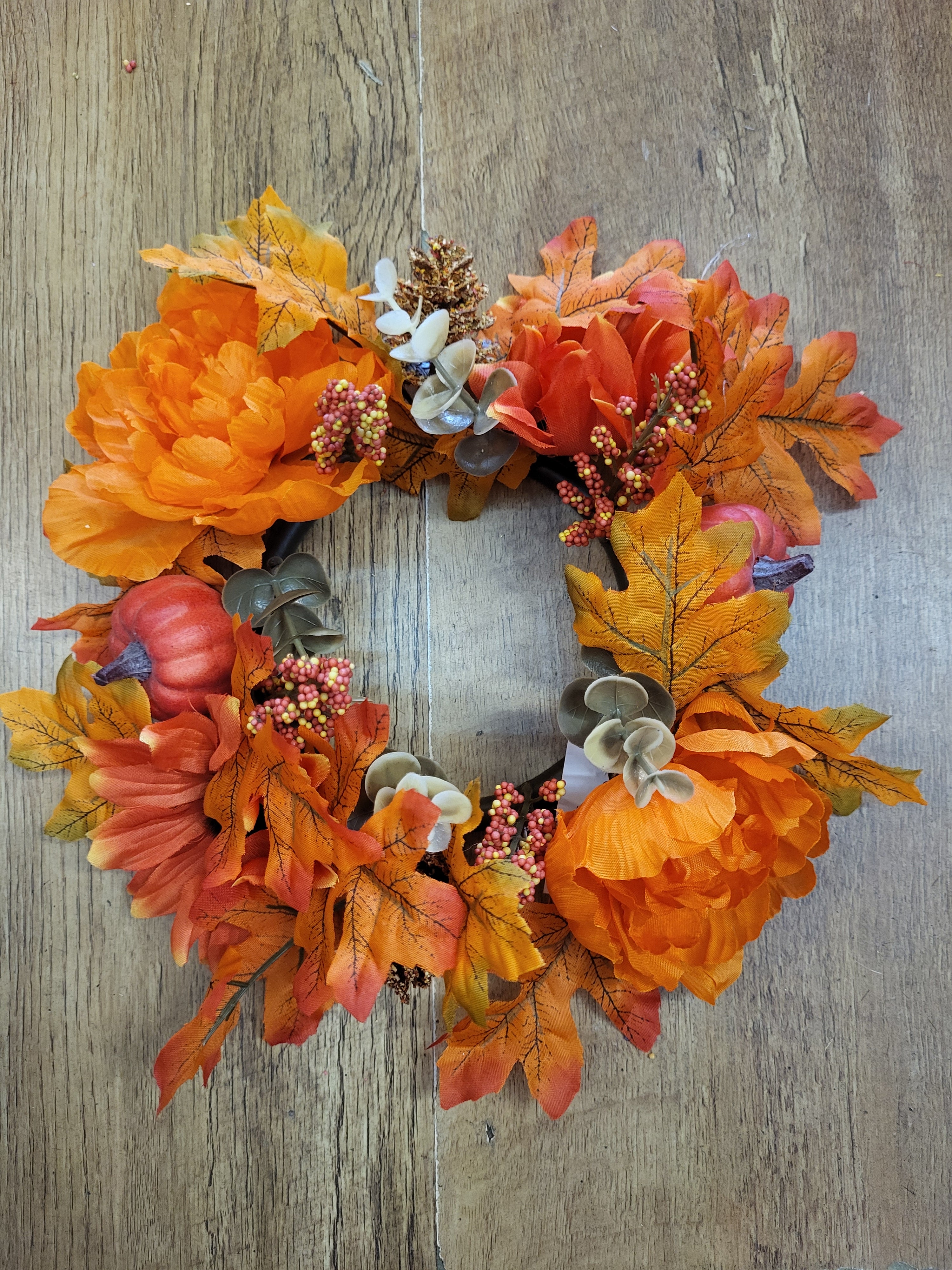 Autumn pumkin/flower/foliage mix candle ring - 2 colours/styles available image 9