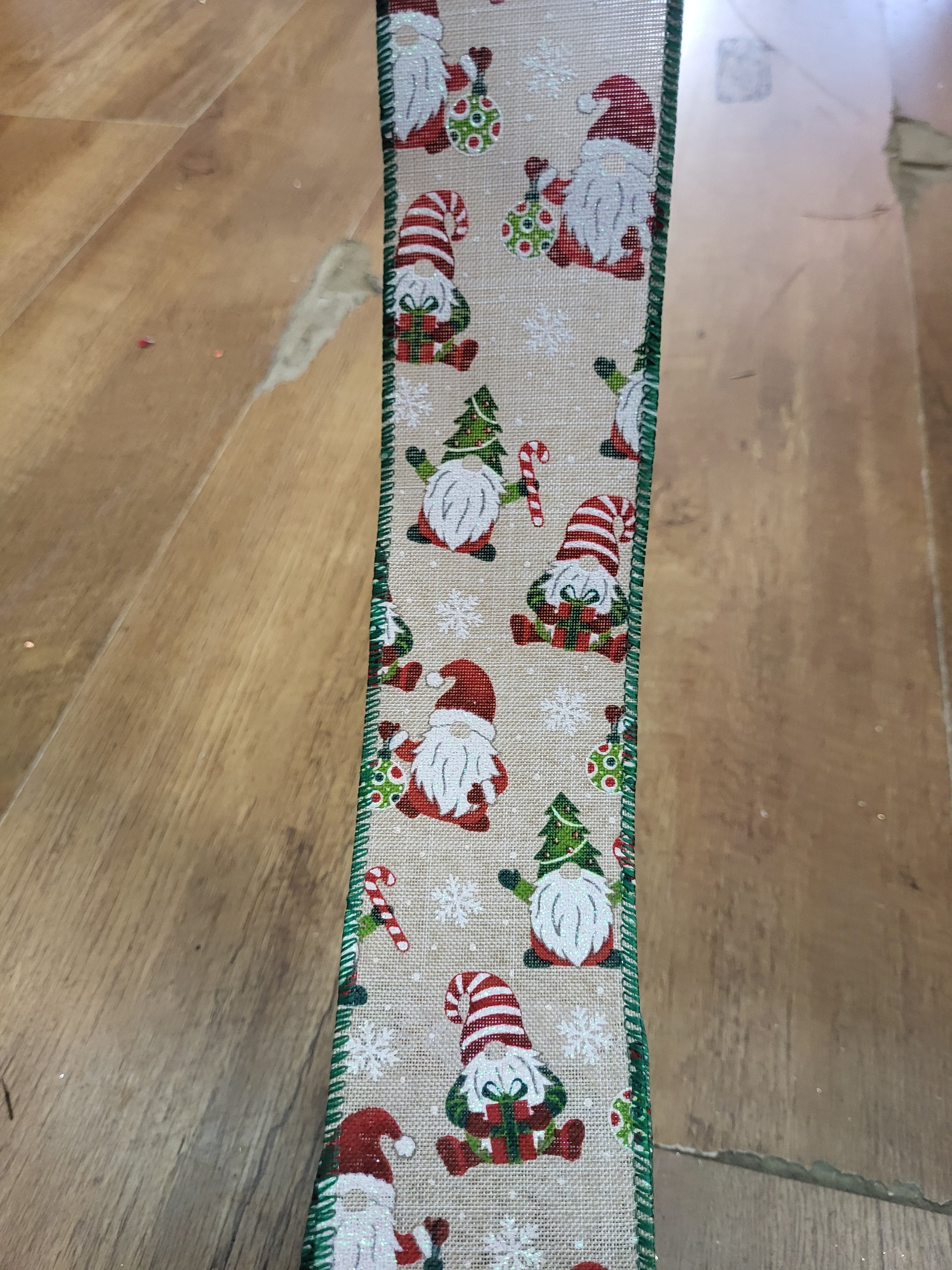 Christmas gonks wired ribbon  - 1 metre image 1