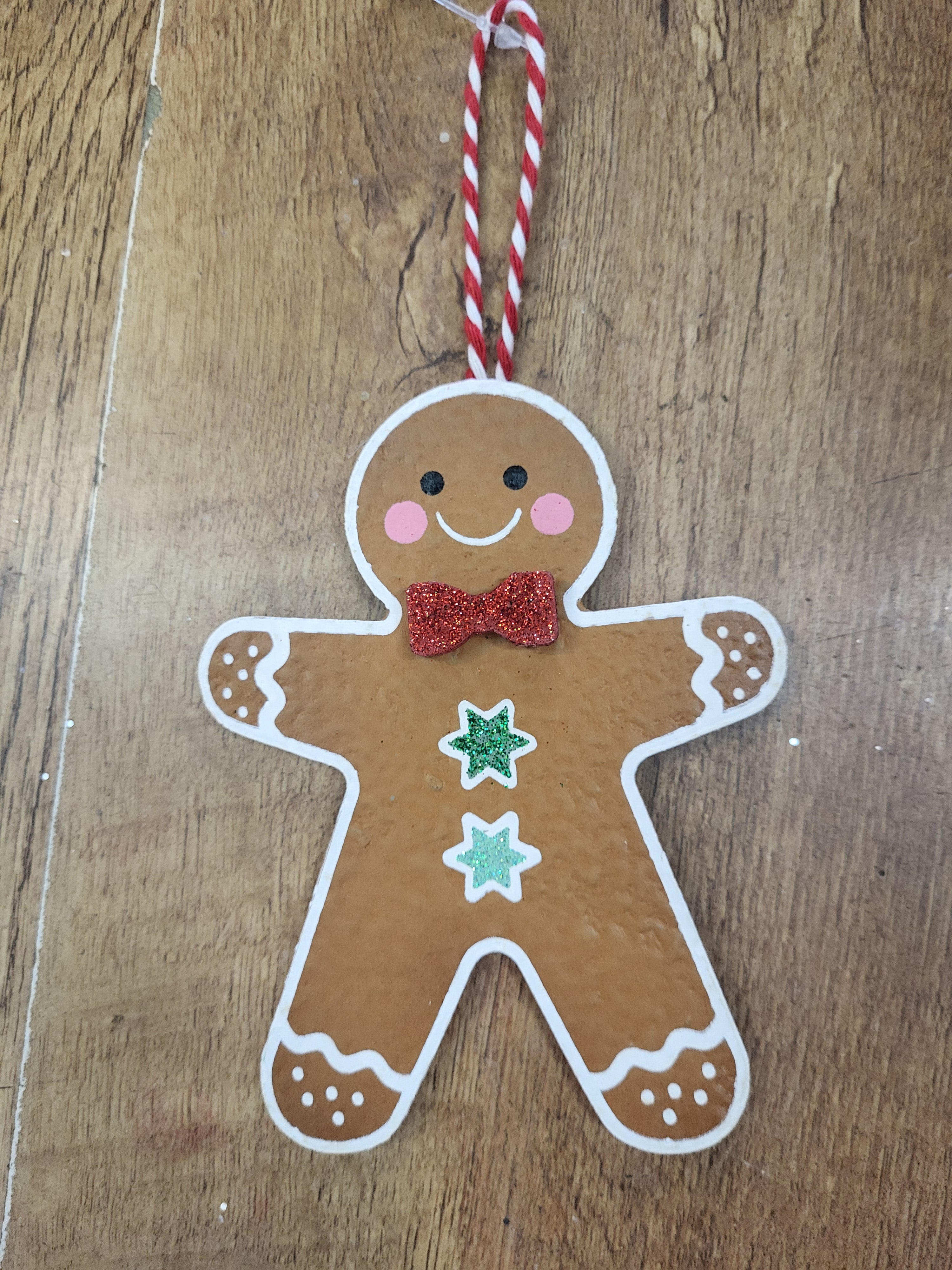 13cm gingerbread man hanging wooden decoration image 1