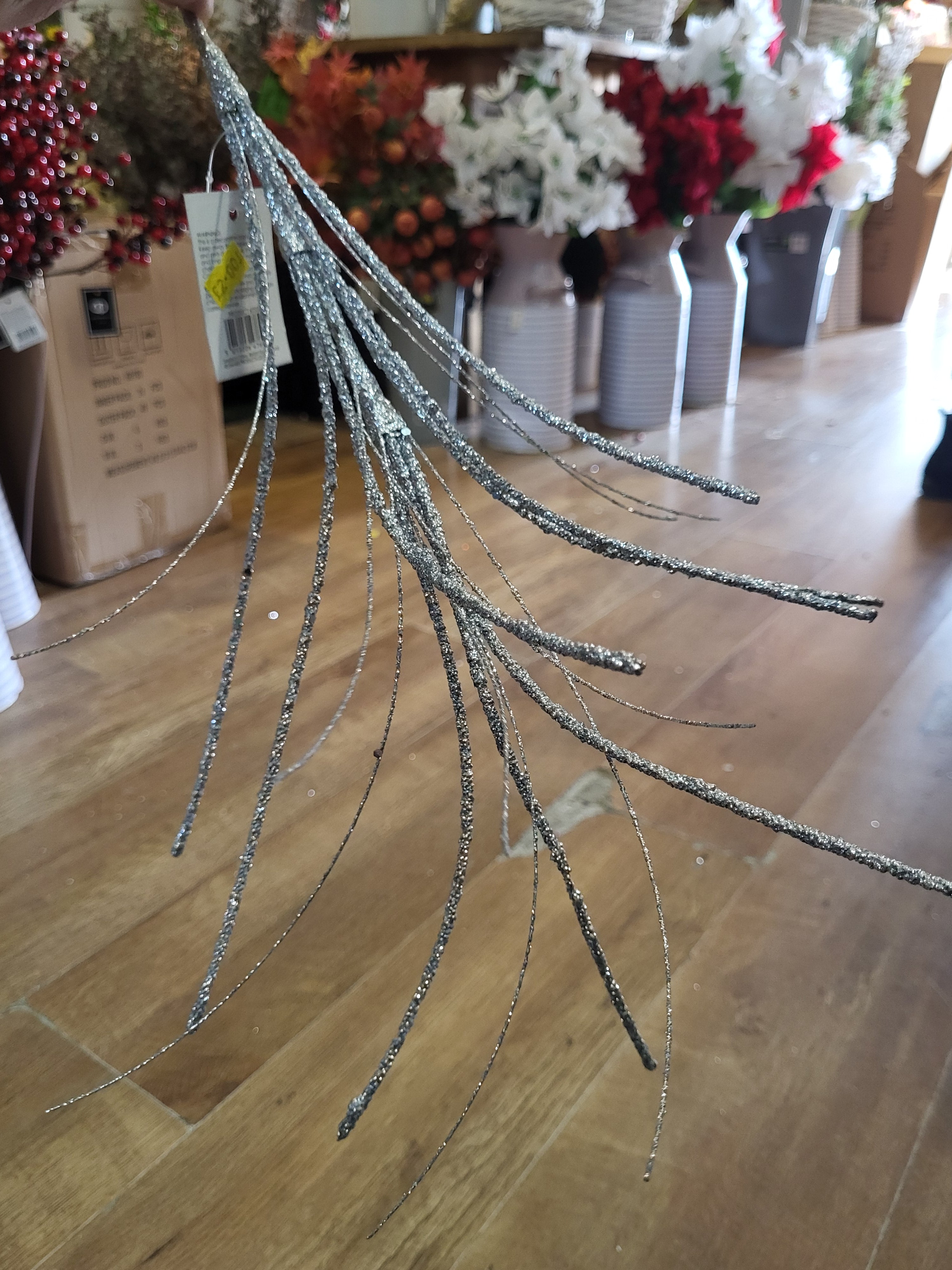 60cm sparkly silver firework stem image 2