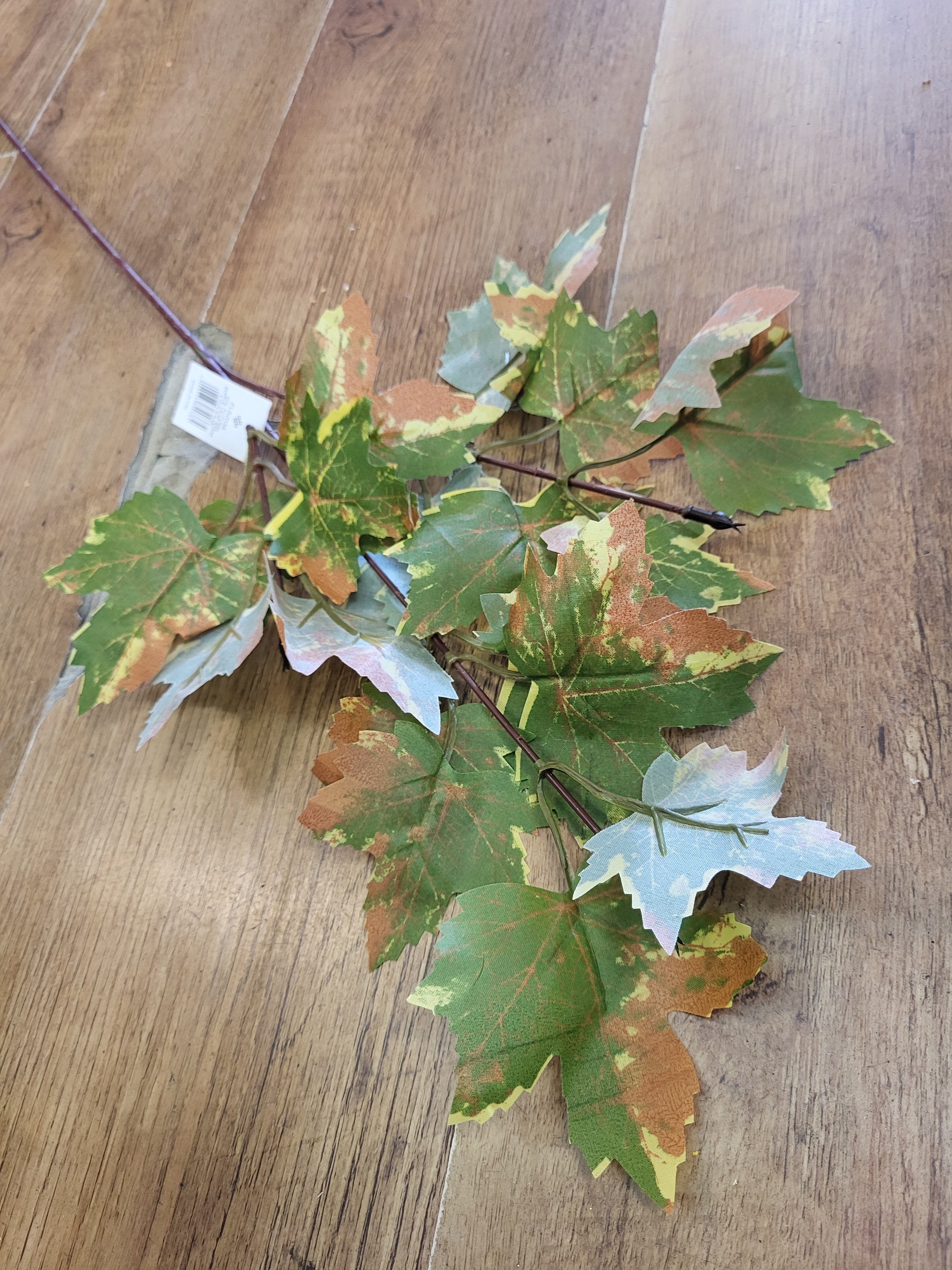Bundle of 4 Long stem green/brown autumn maple leaf sprays image 2