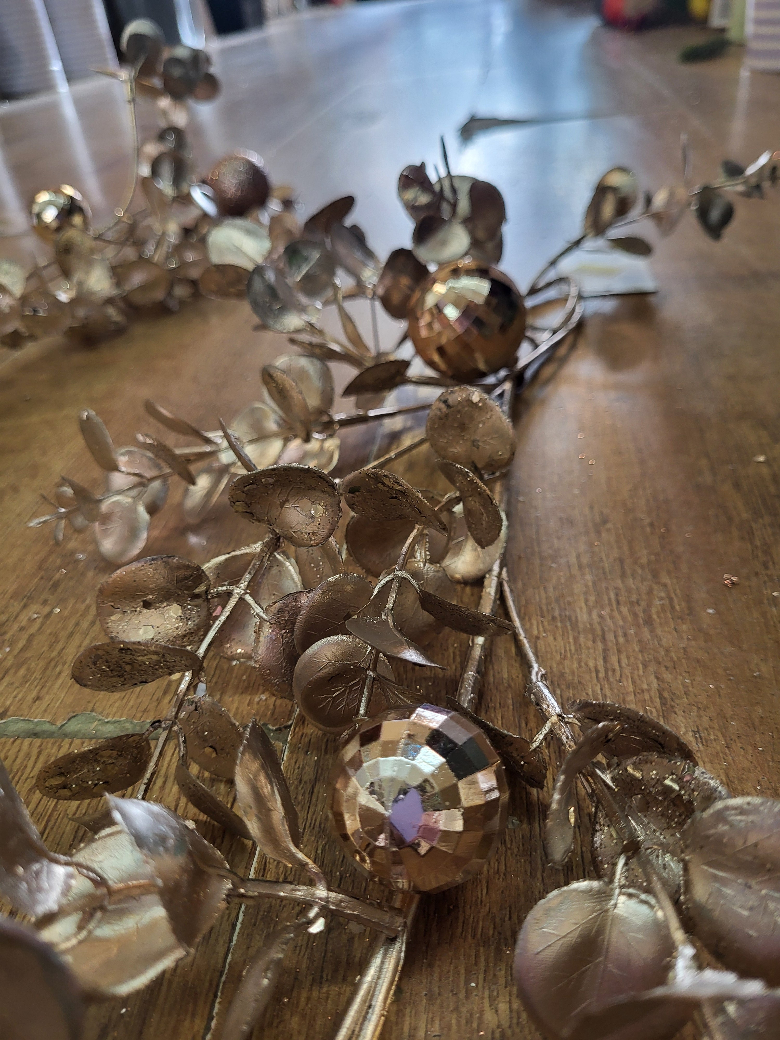 180cm Rose gold foliage and glitter ball/disco ball garland image 2