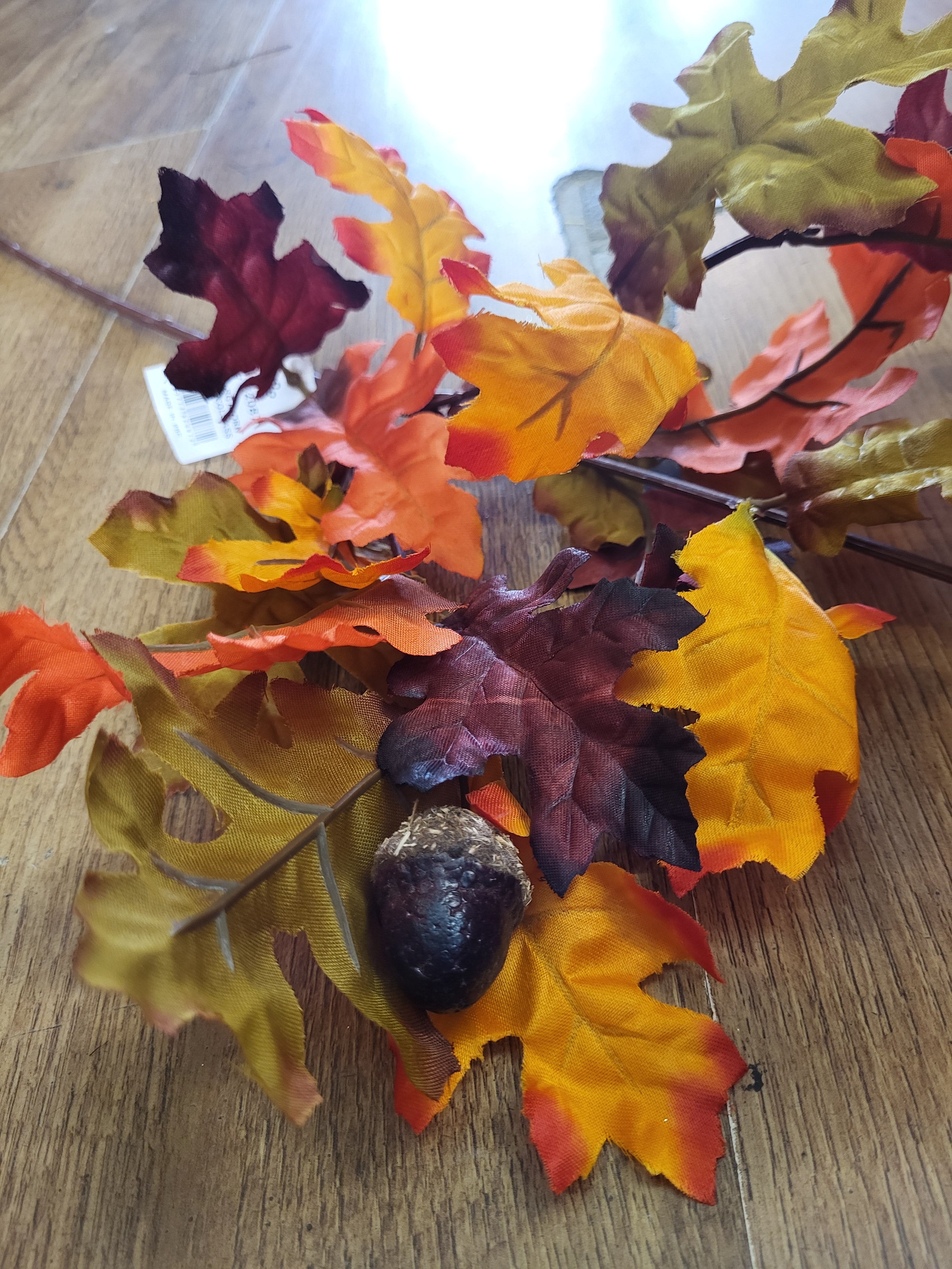 Long stem burgundy/green/orange acorn spray  image 3