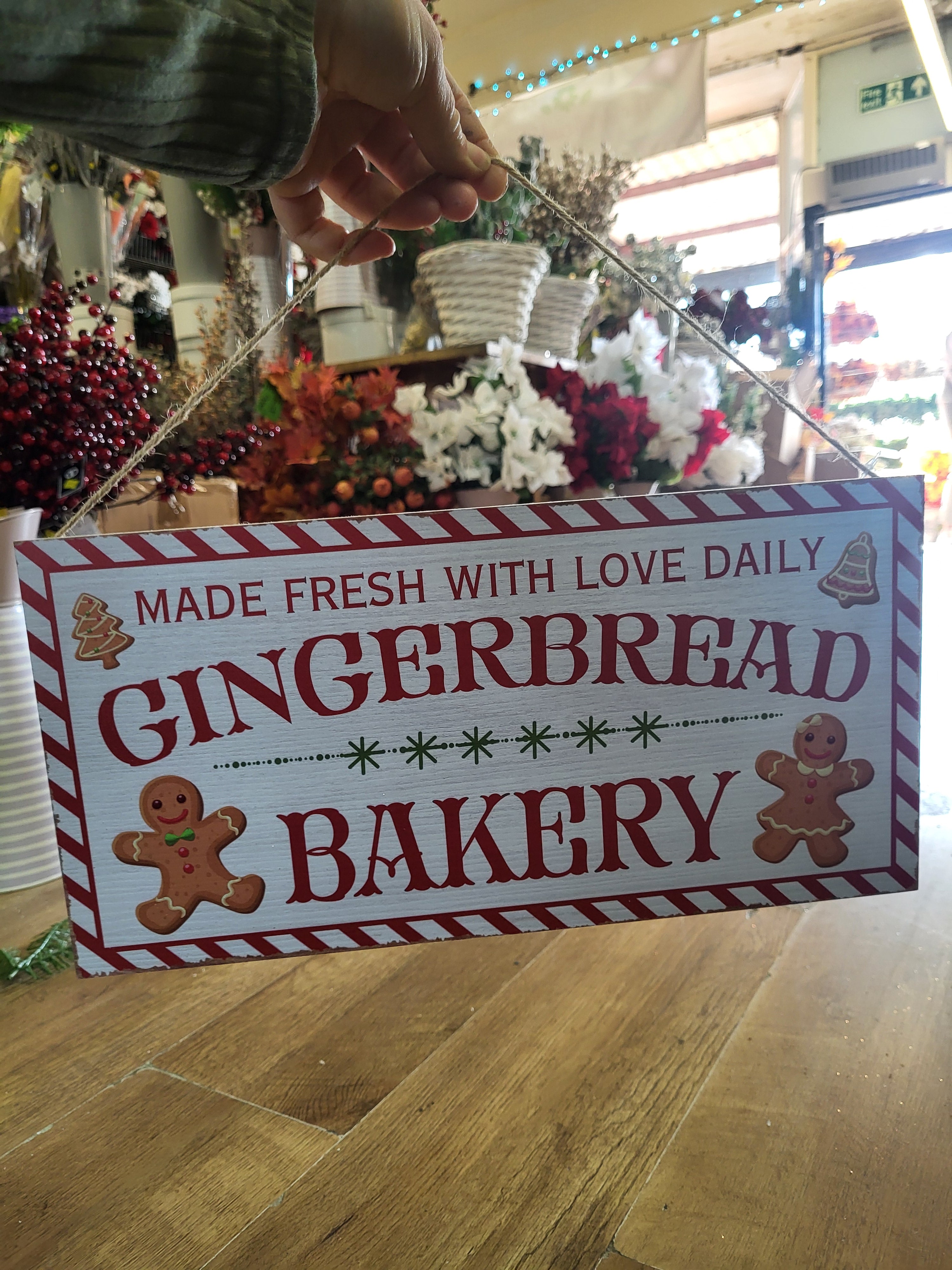 40cm x 20cm hanging wooden gingerbread bakery sign image 3