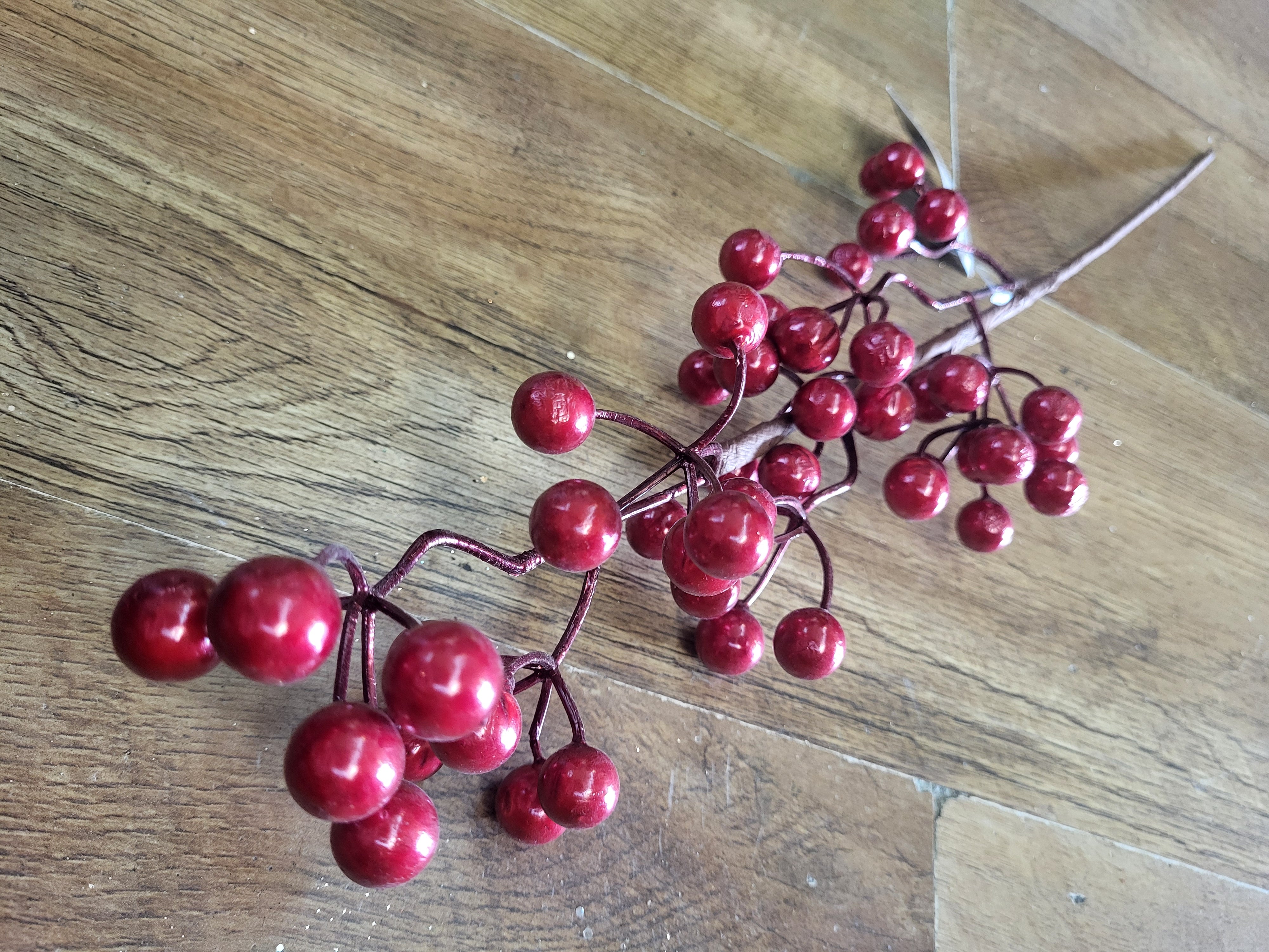 Long stem metallic look red berry stem image 1