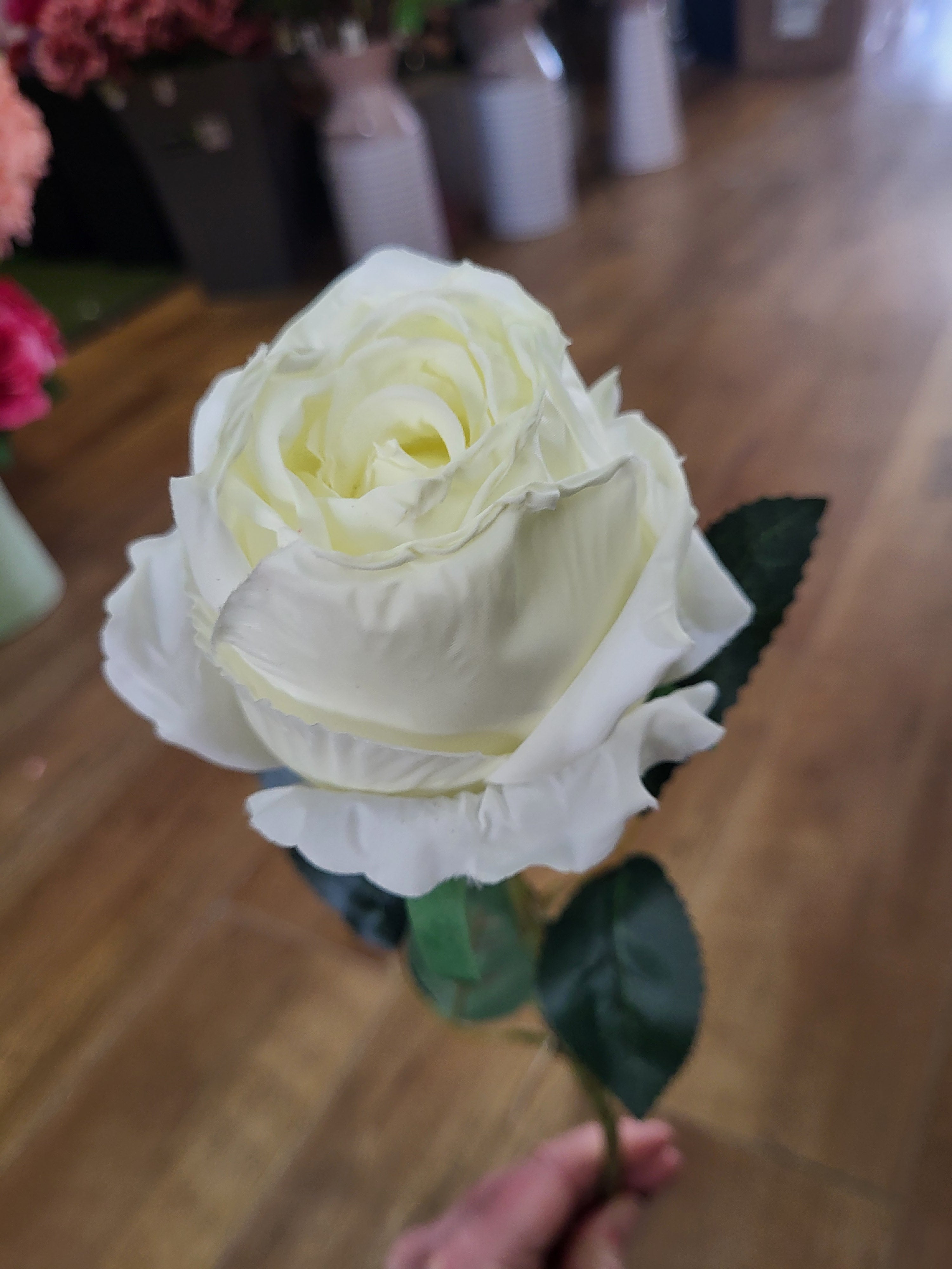 Long stem dried inspired ivory globe rose image 2