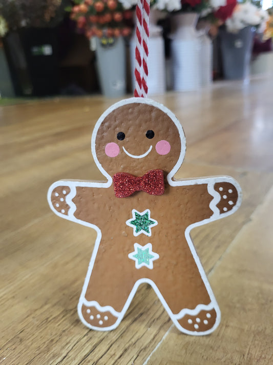 13cm gingerbread man hanging wooden decoration image 0