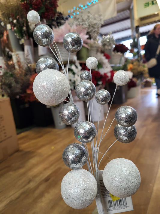 White and silver glitter ball spray image 0