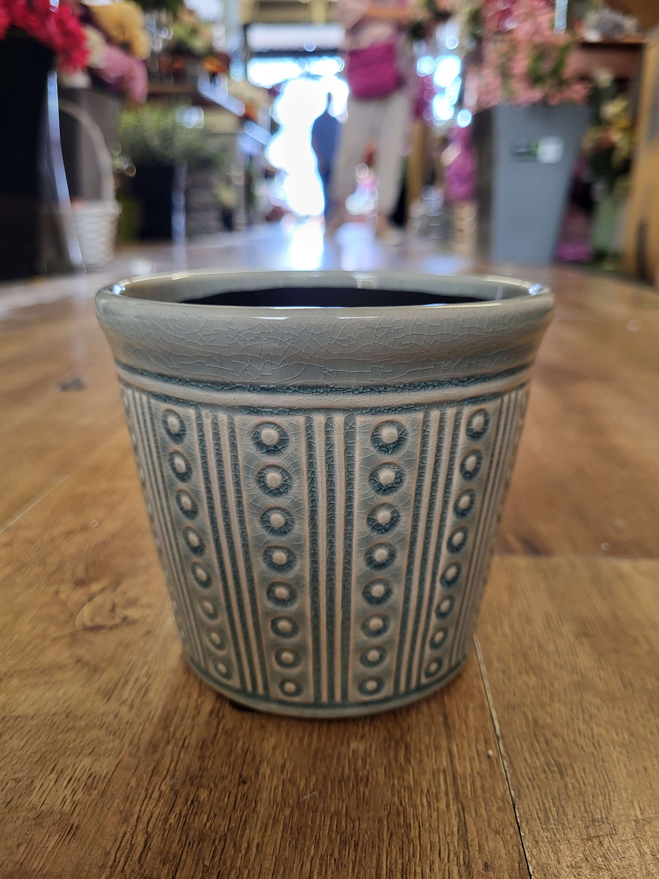 Ceramic pot - light blue/duck egg - D12xH10.5cm image 0