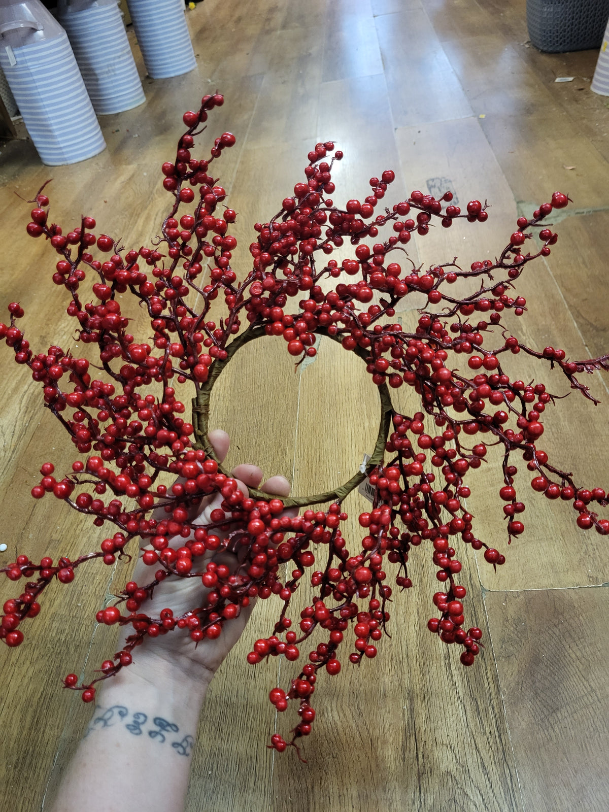 Glossy red berries small wreath  (or candle ring)  image 3