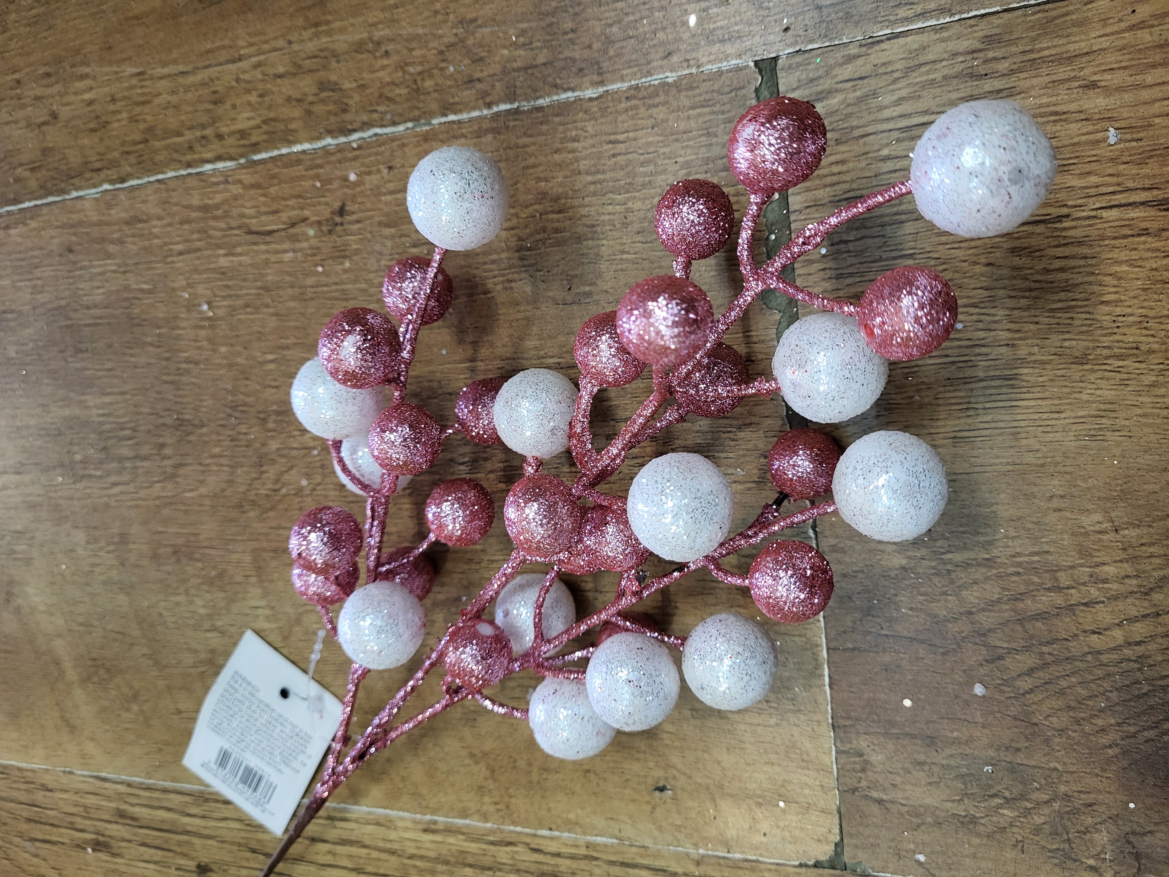 36cm pink and white glitter ball stem image 2