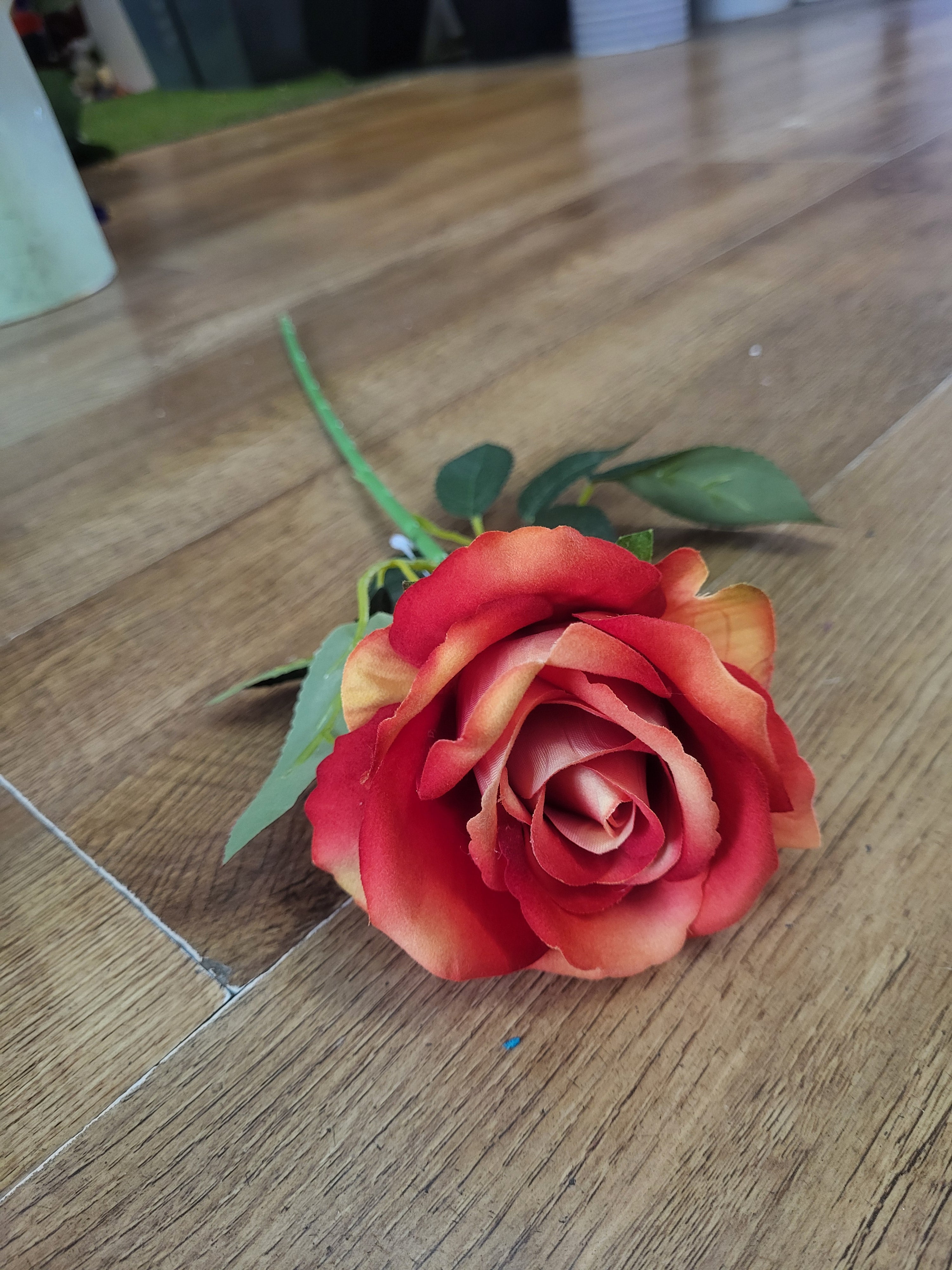 Medium length firey orange velvet rose image 2