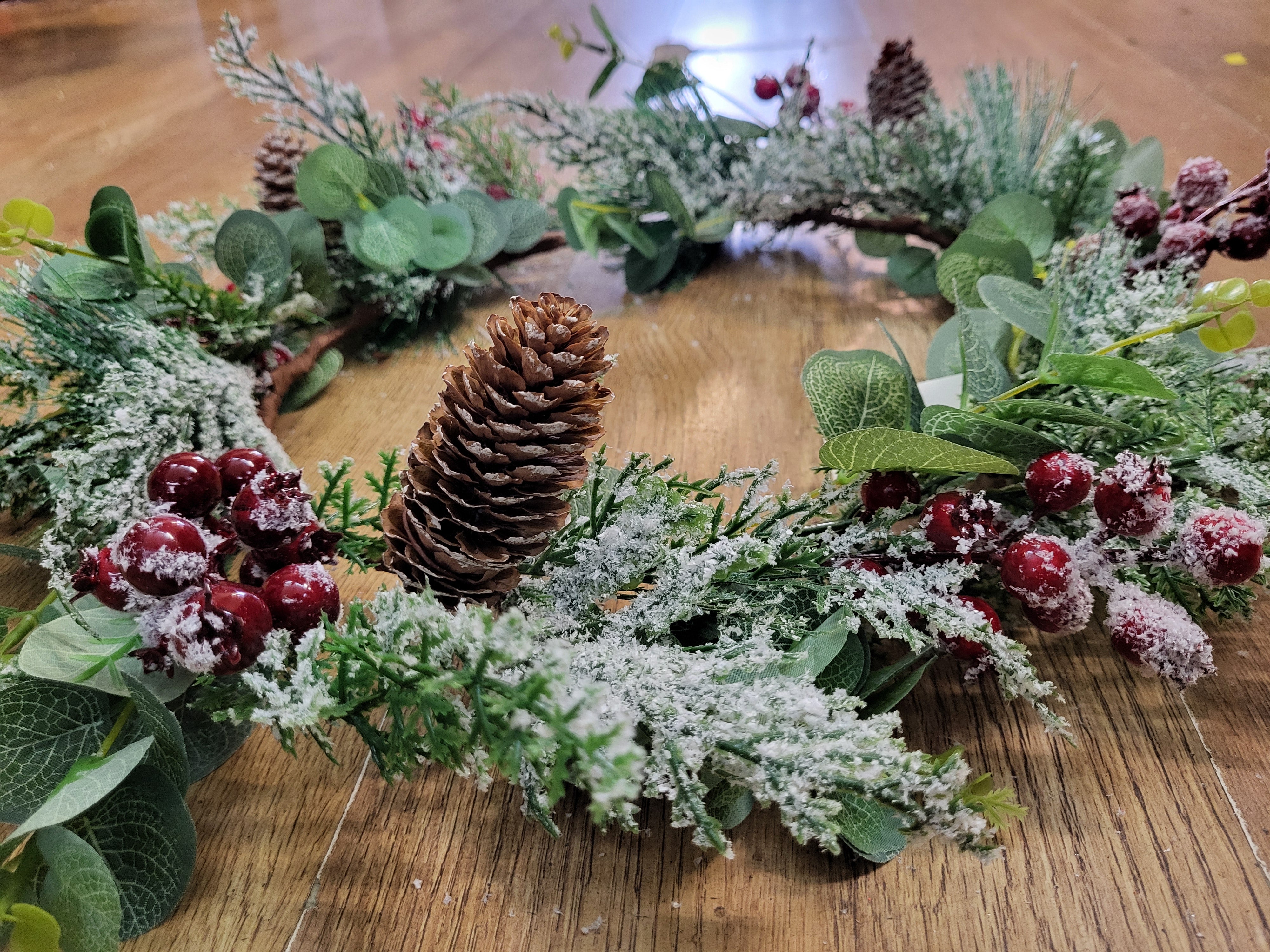 50cm snowy cones, berries and foliage wreath image 2