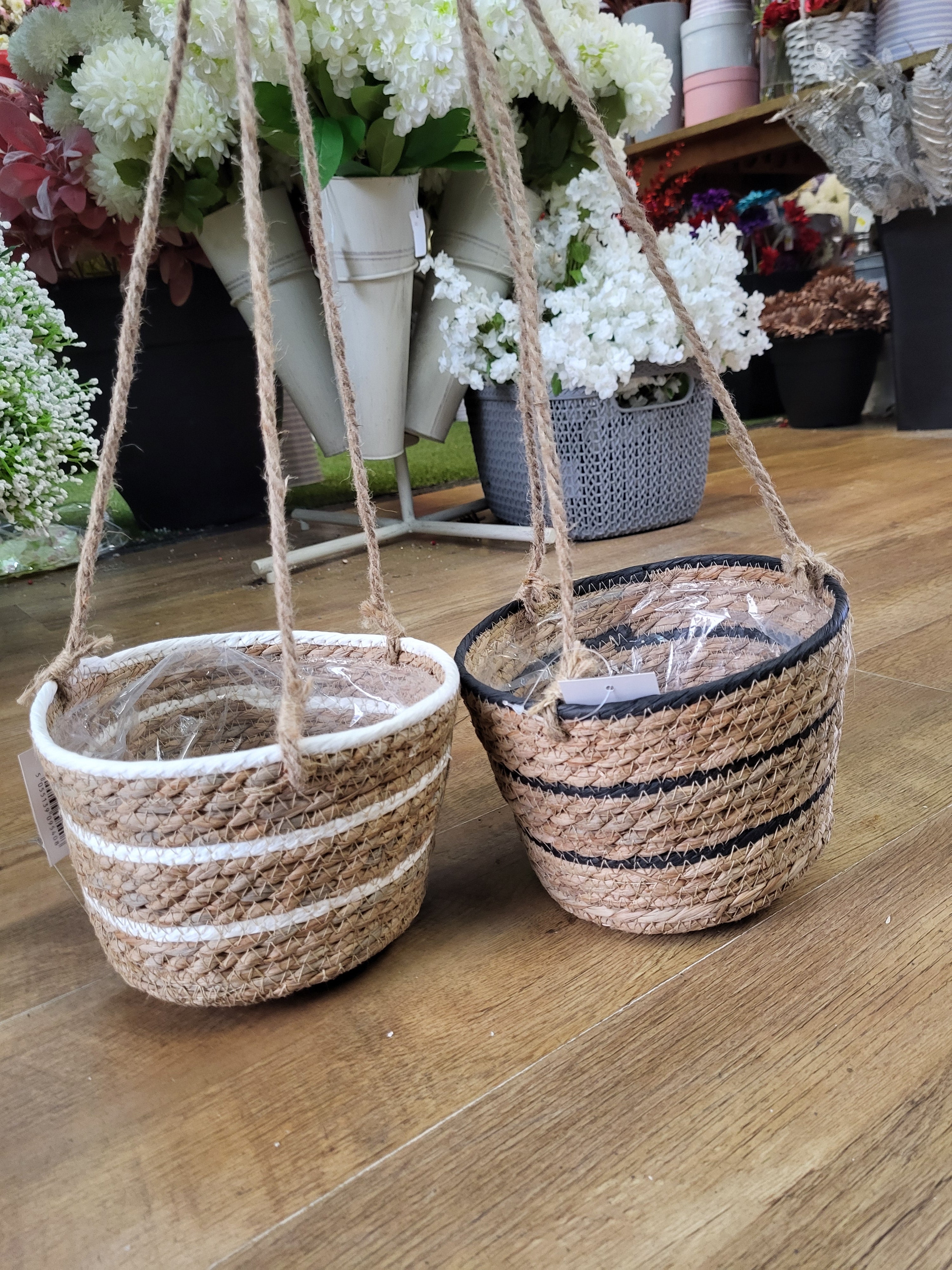 Natural Reed hanging baskets(62x21x40cm) - 2 colours available image 1