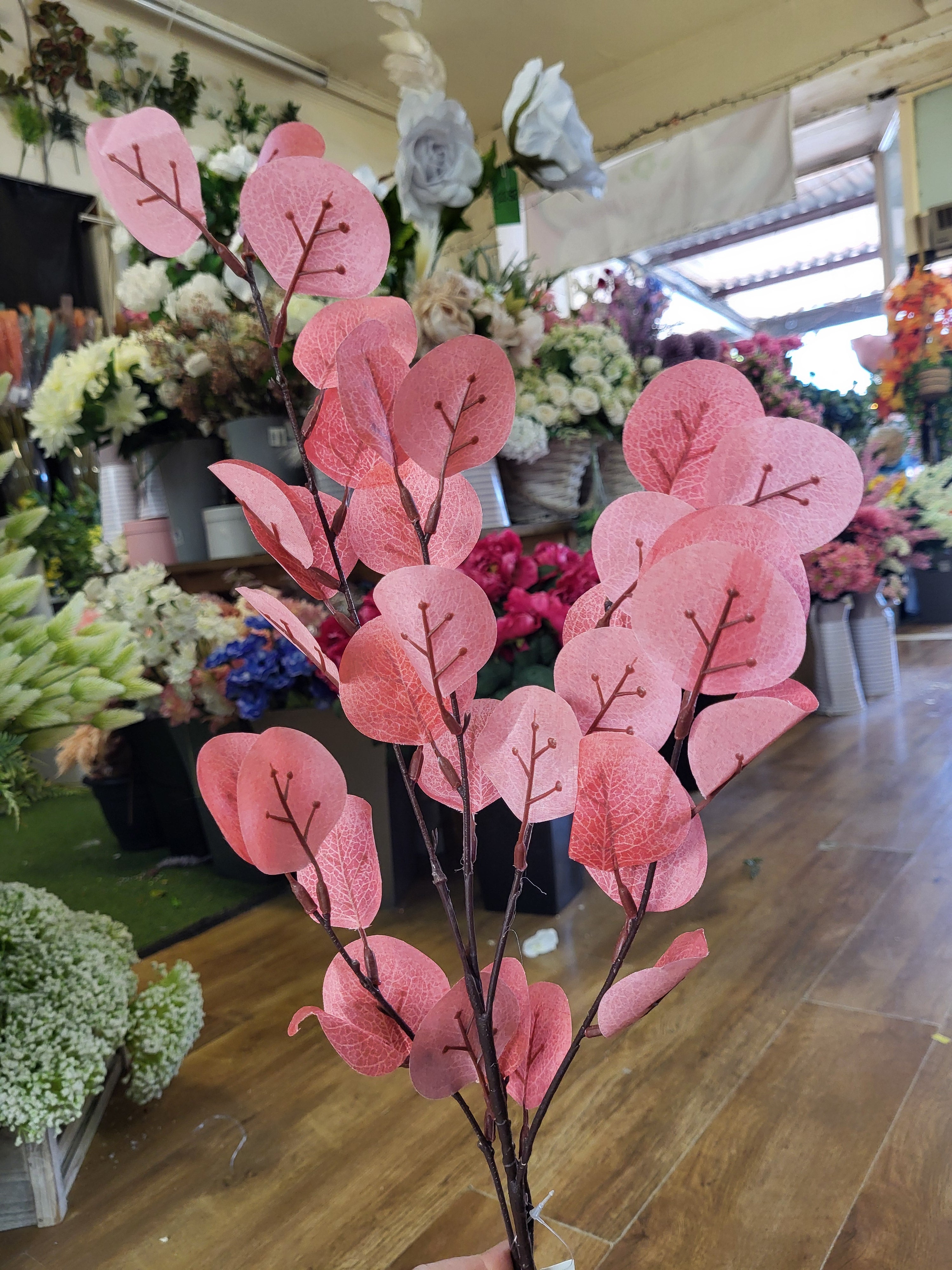 Long stem orangey/red eucalyptus spray image 3