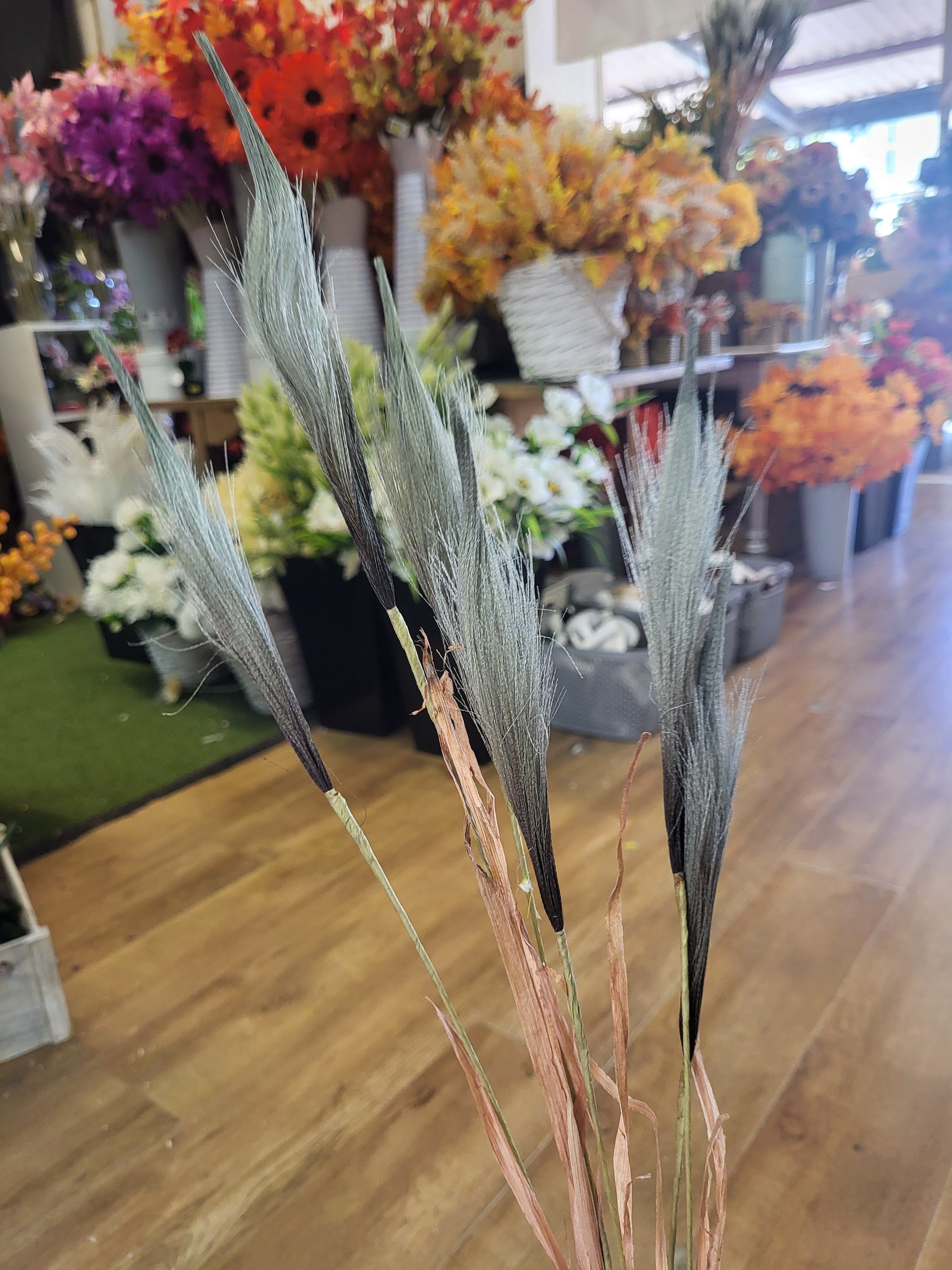 Natural green artificial pampas Reed spray image 5