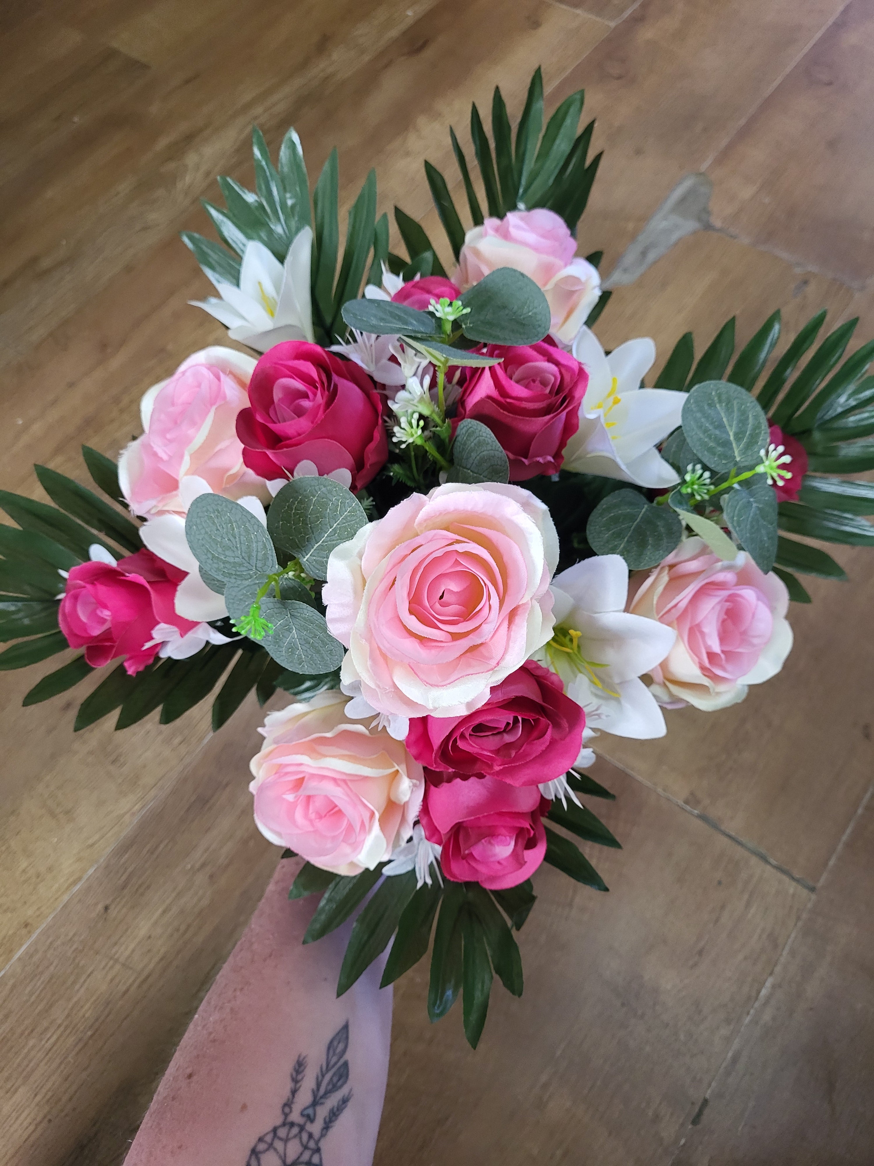 Rose/lily/eucalyptus bouquet - 2 colours available image 12