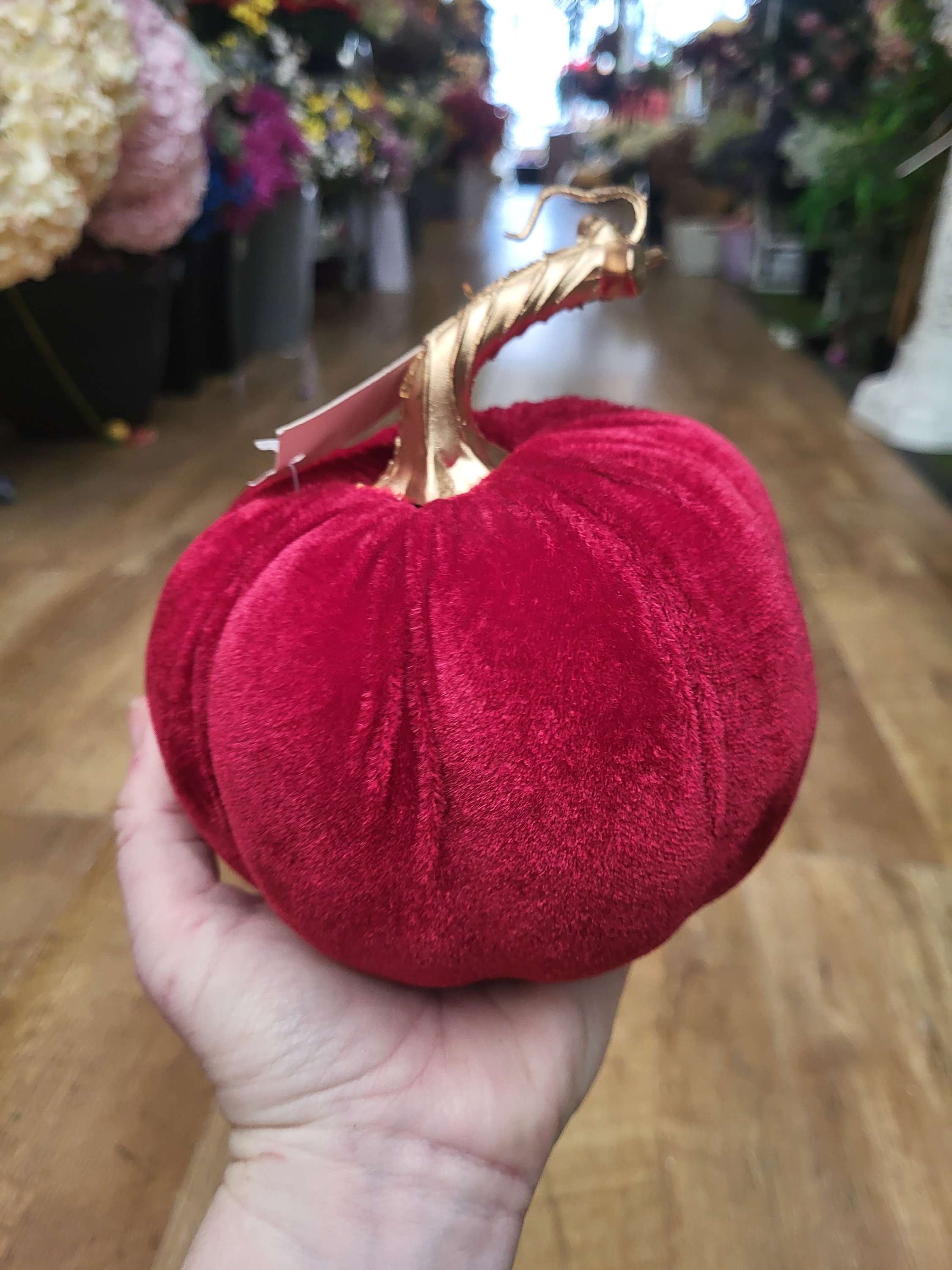 Medium 15cm red velvet pumpkin image 2