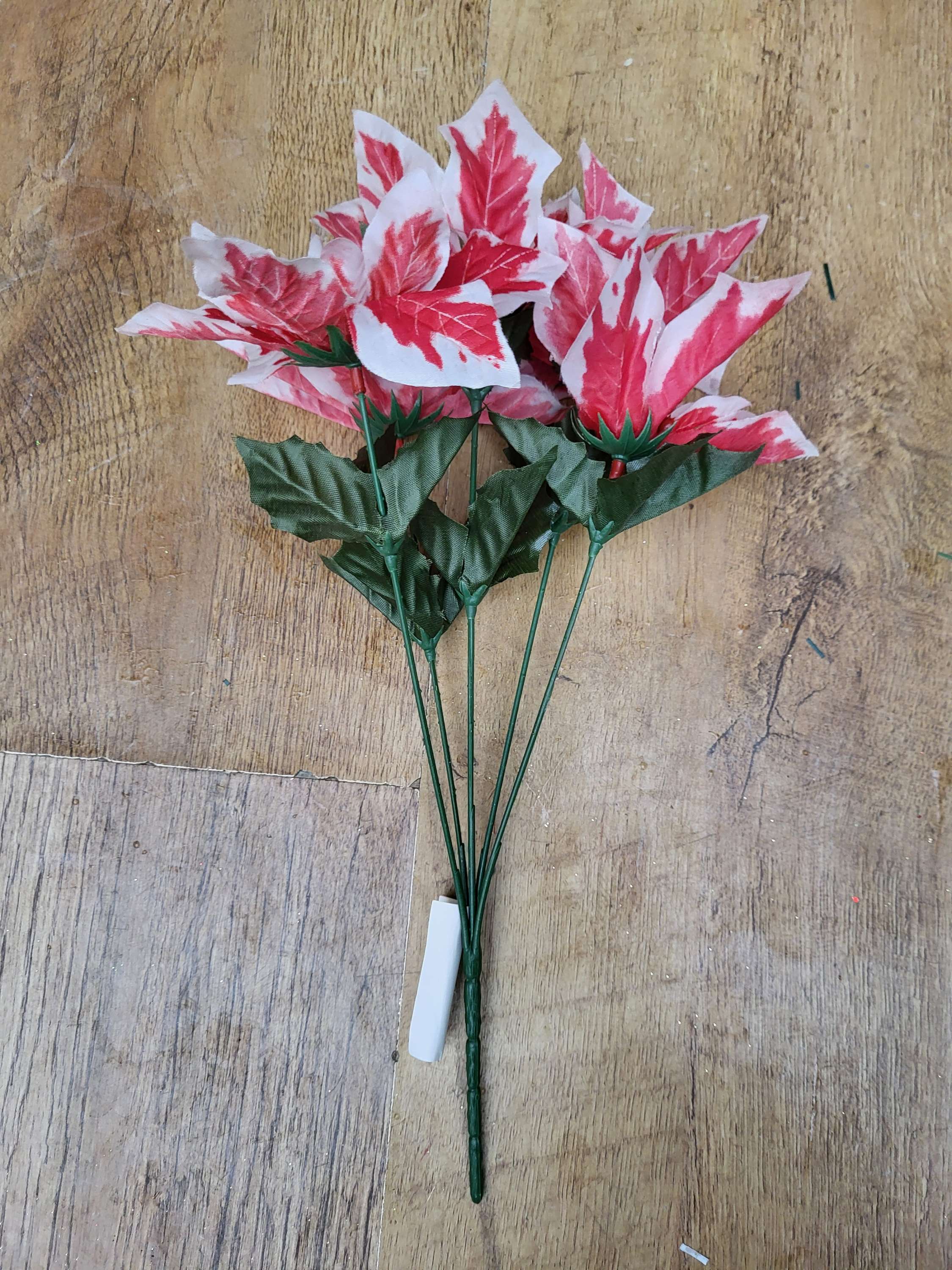 Red and white poinsettia bunch image 2
