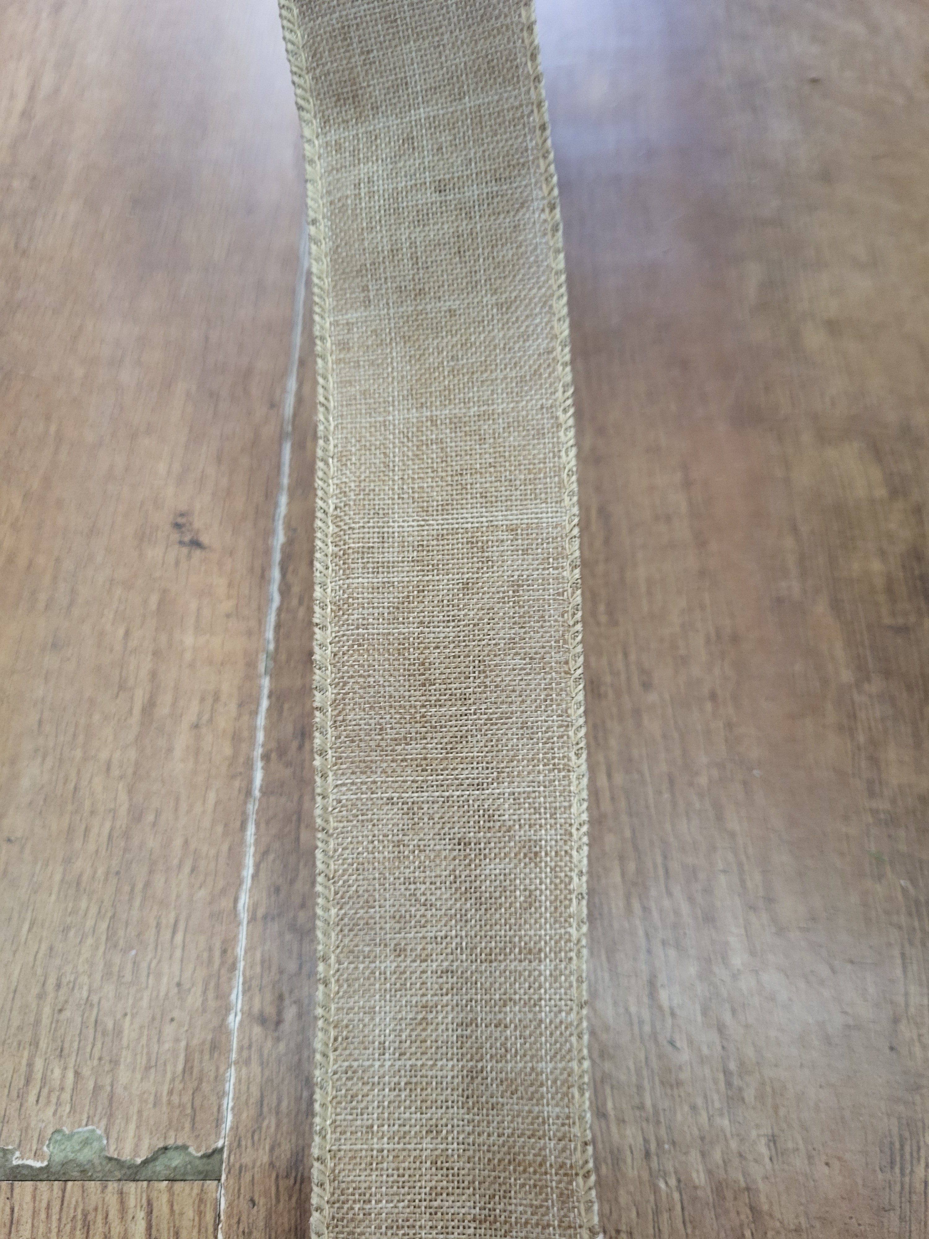 Natural burlap wired ribbon - 10 metres image 0
