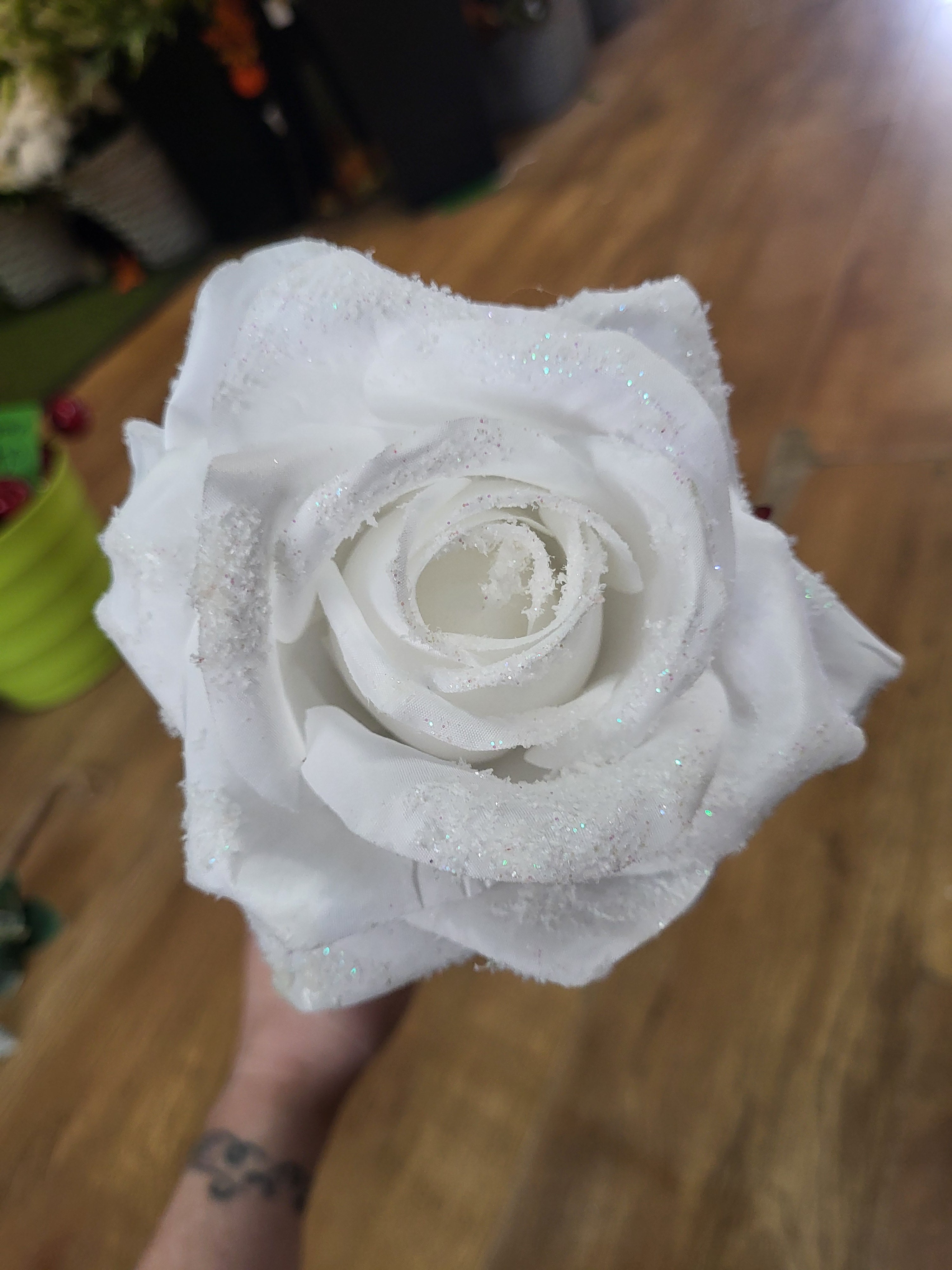 Long stem frosted white single rose image 6