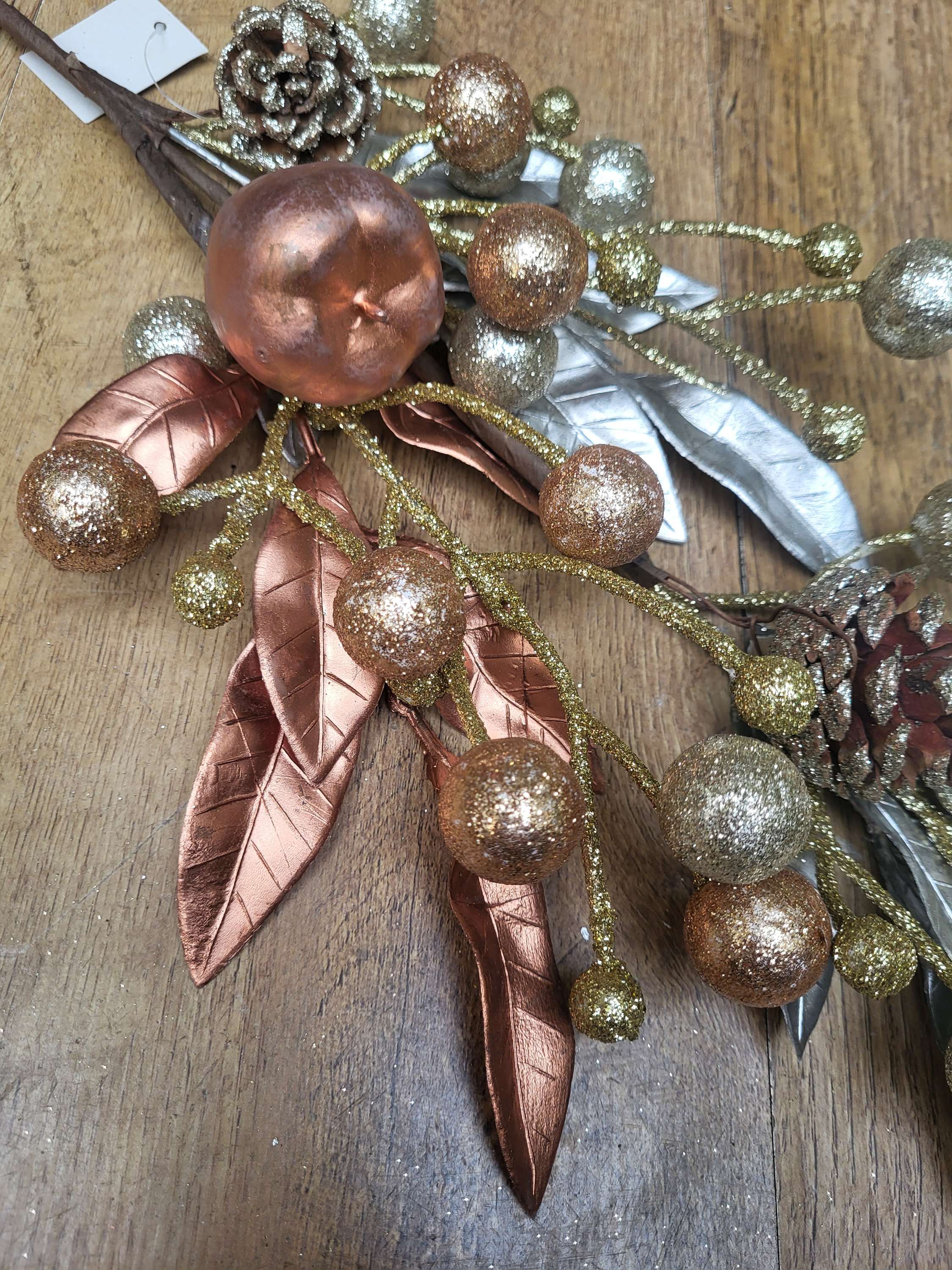 75cm long stem champagne/copper apple and pinecone stem image 4