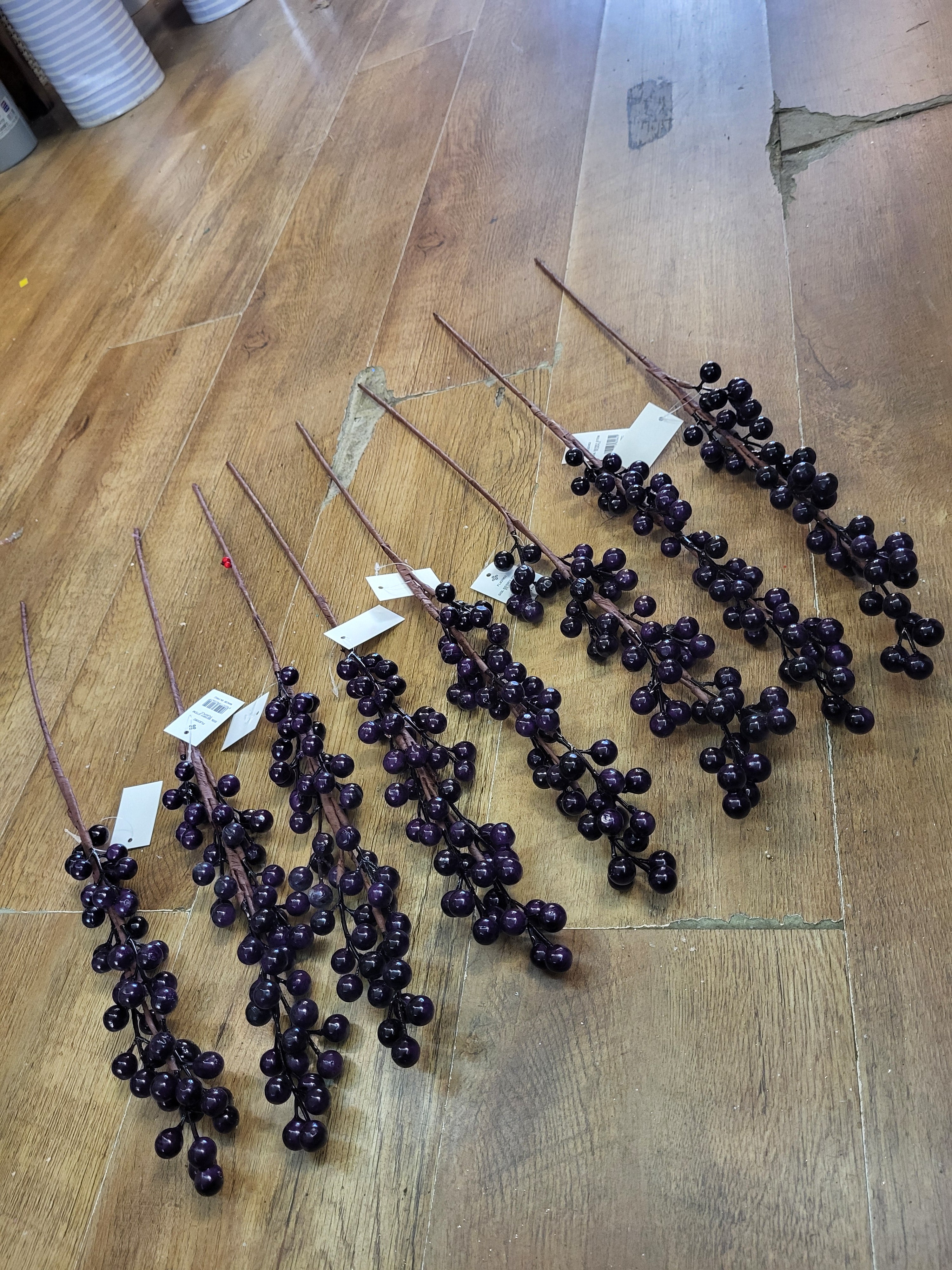 Bundle of 8 dark purple berry stems image 0