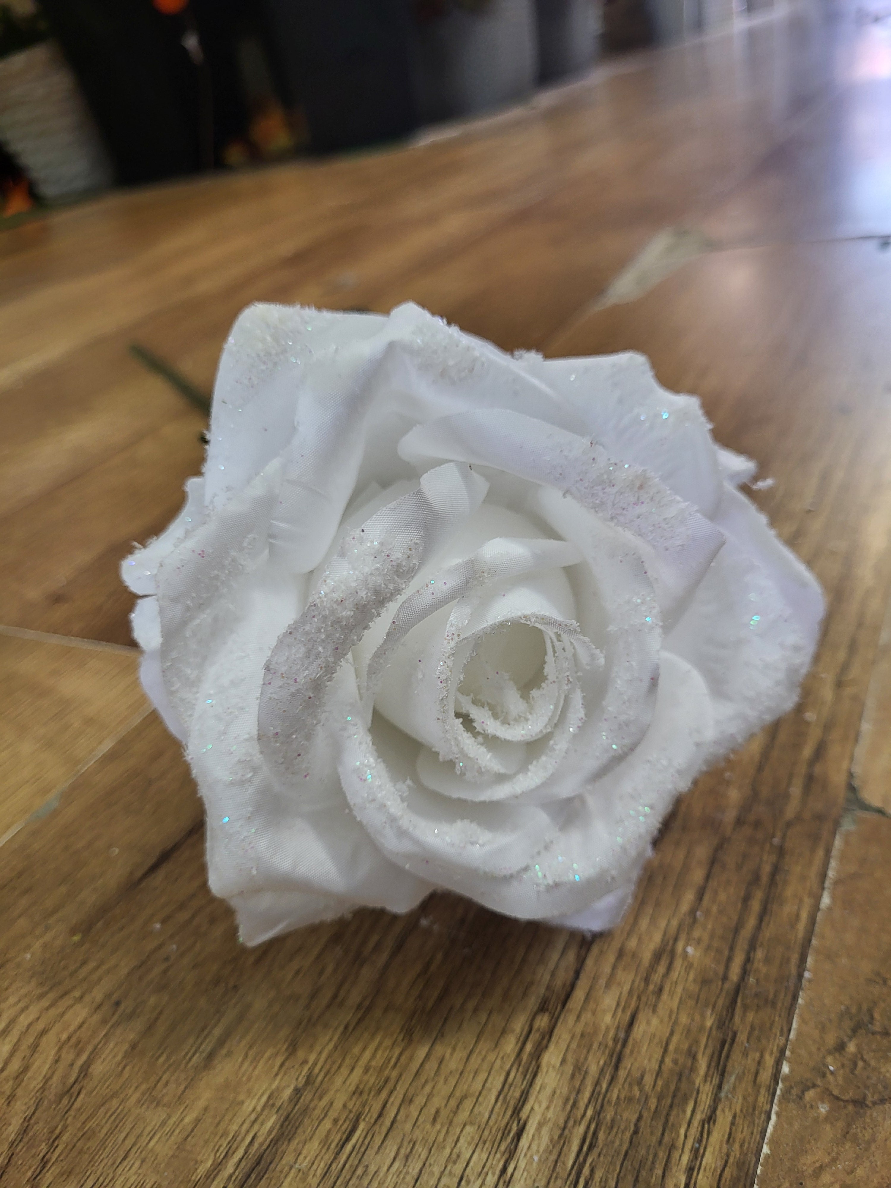 Long stem frosted white single rose image 0