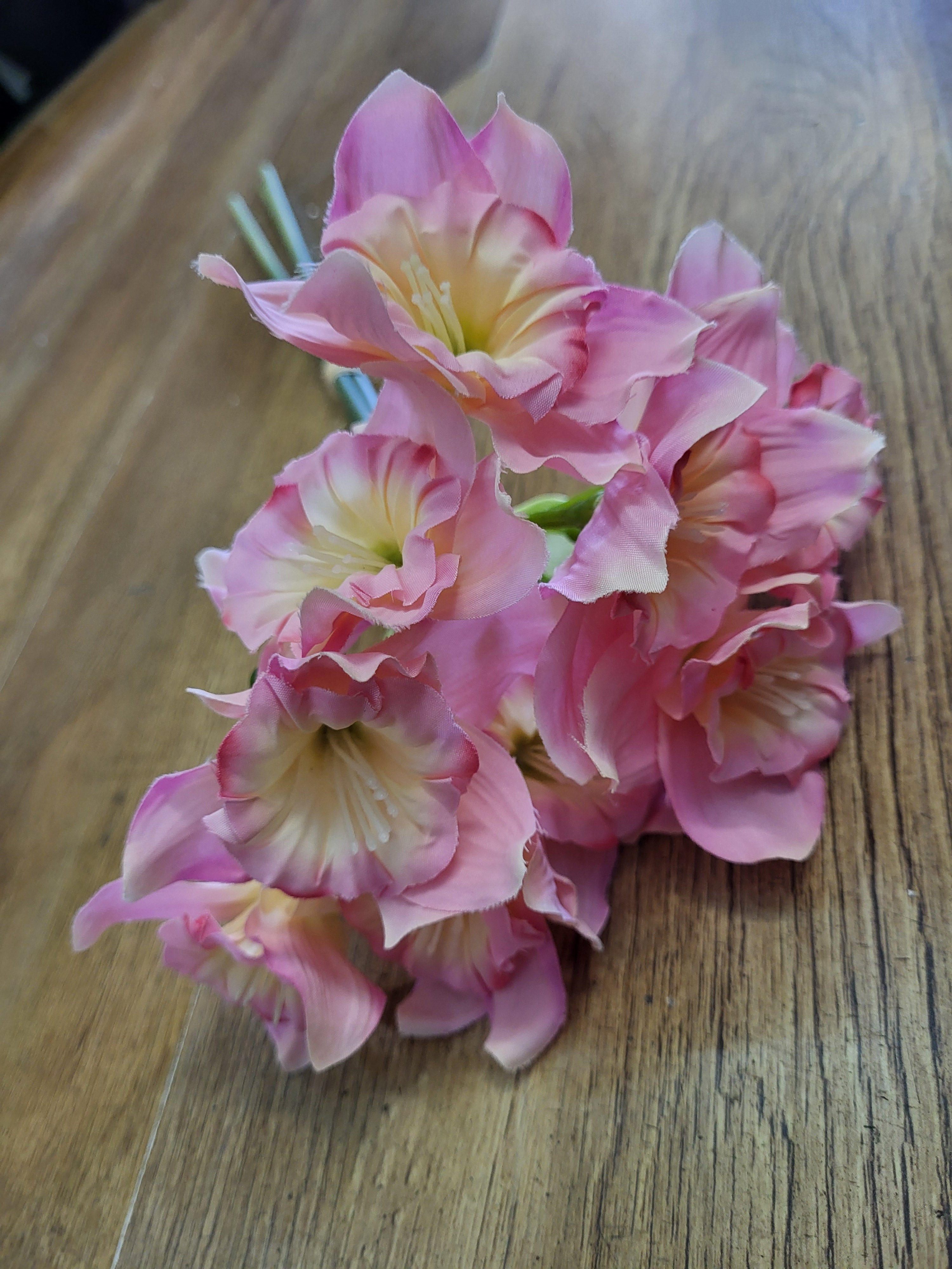 Hand tied long stem pink daffodils  image 3