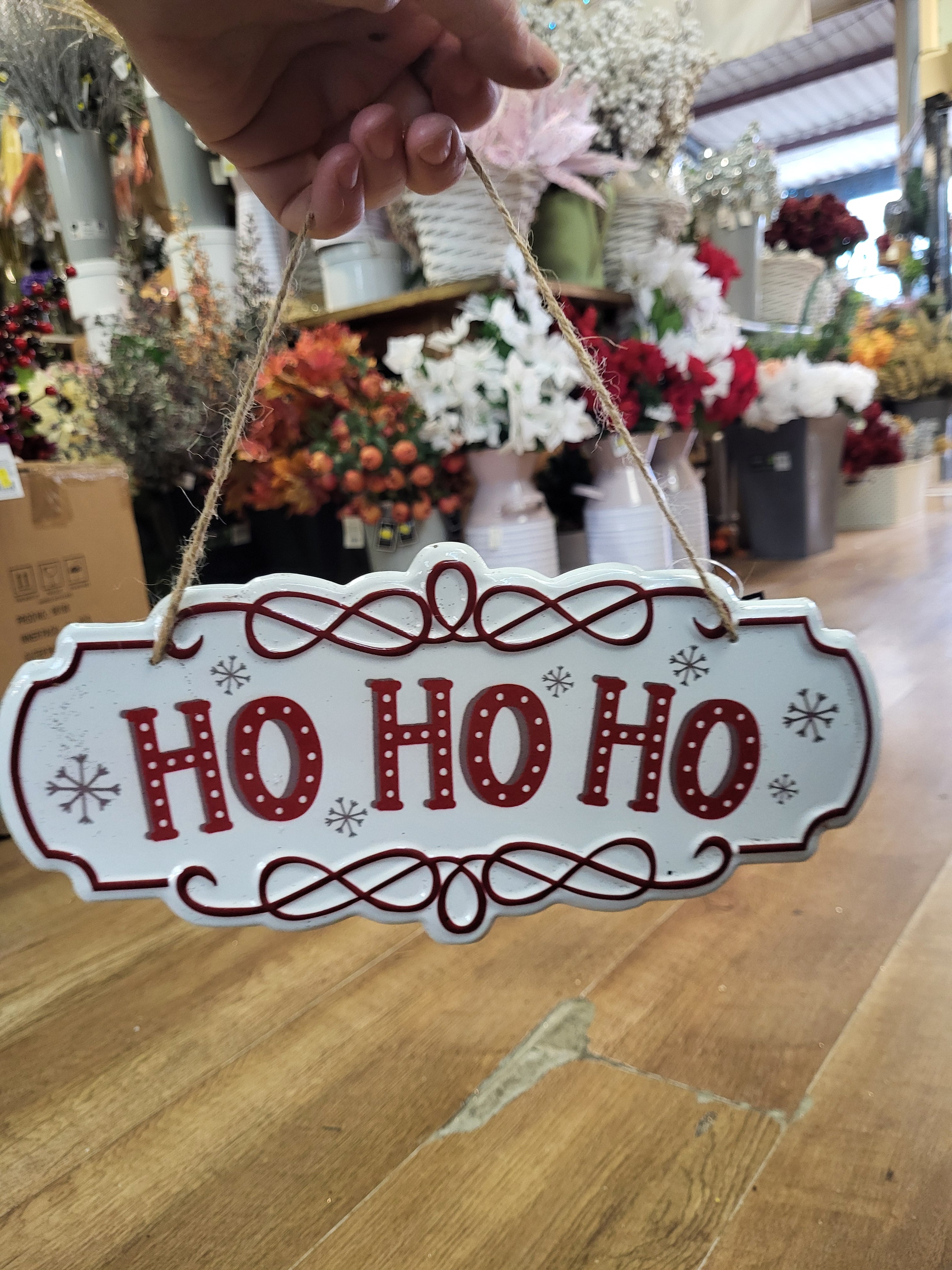 Hanging metal Ho Ho Ho sign image 1