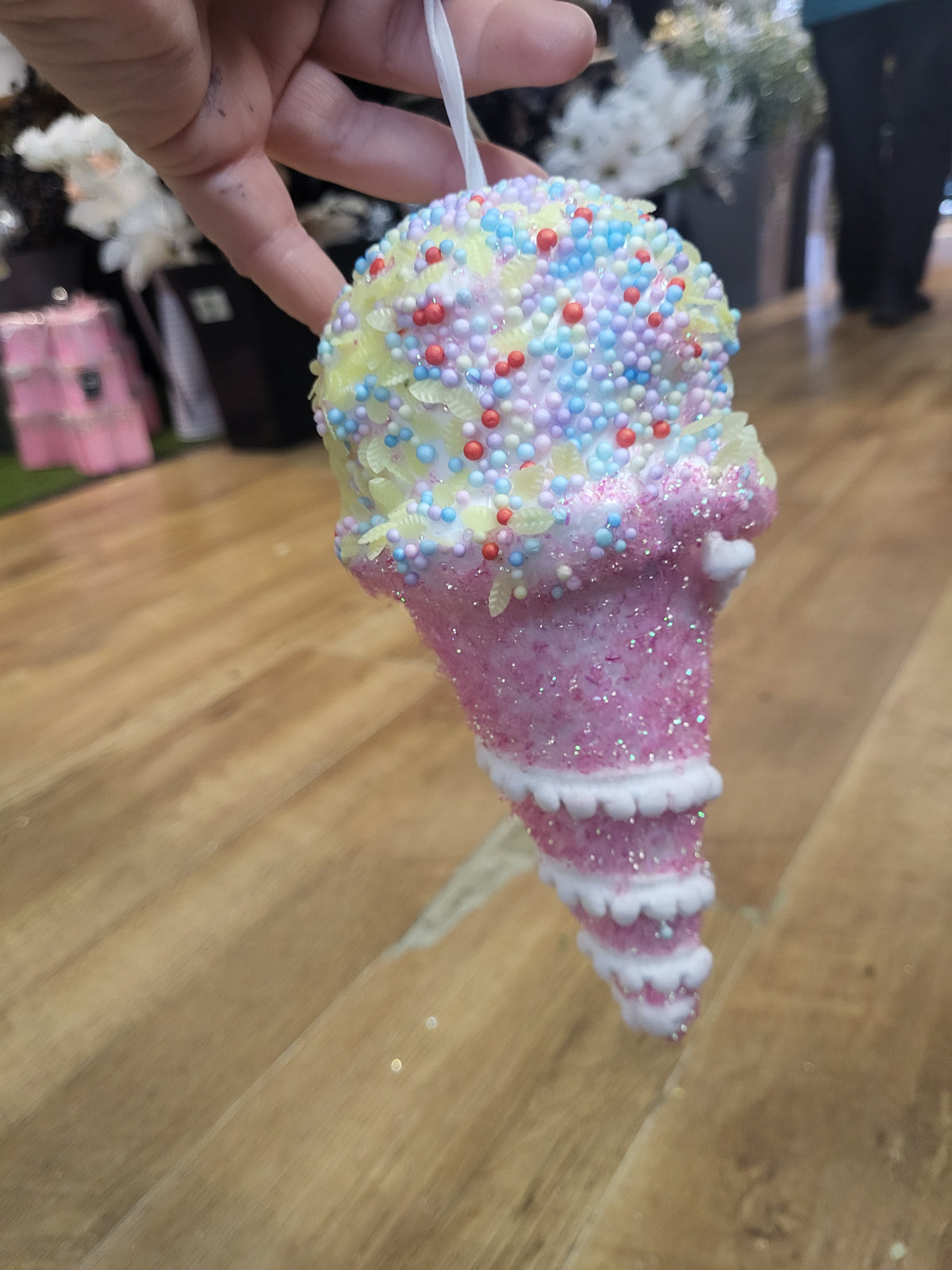 Large hanging sprinkled glitter icecream image 2