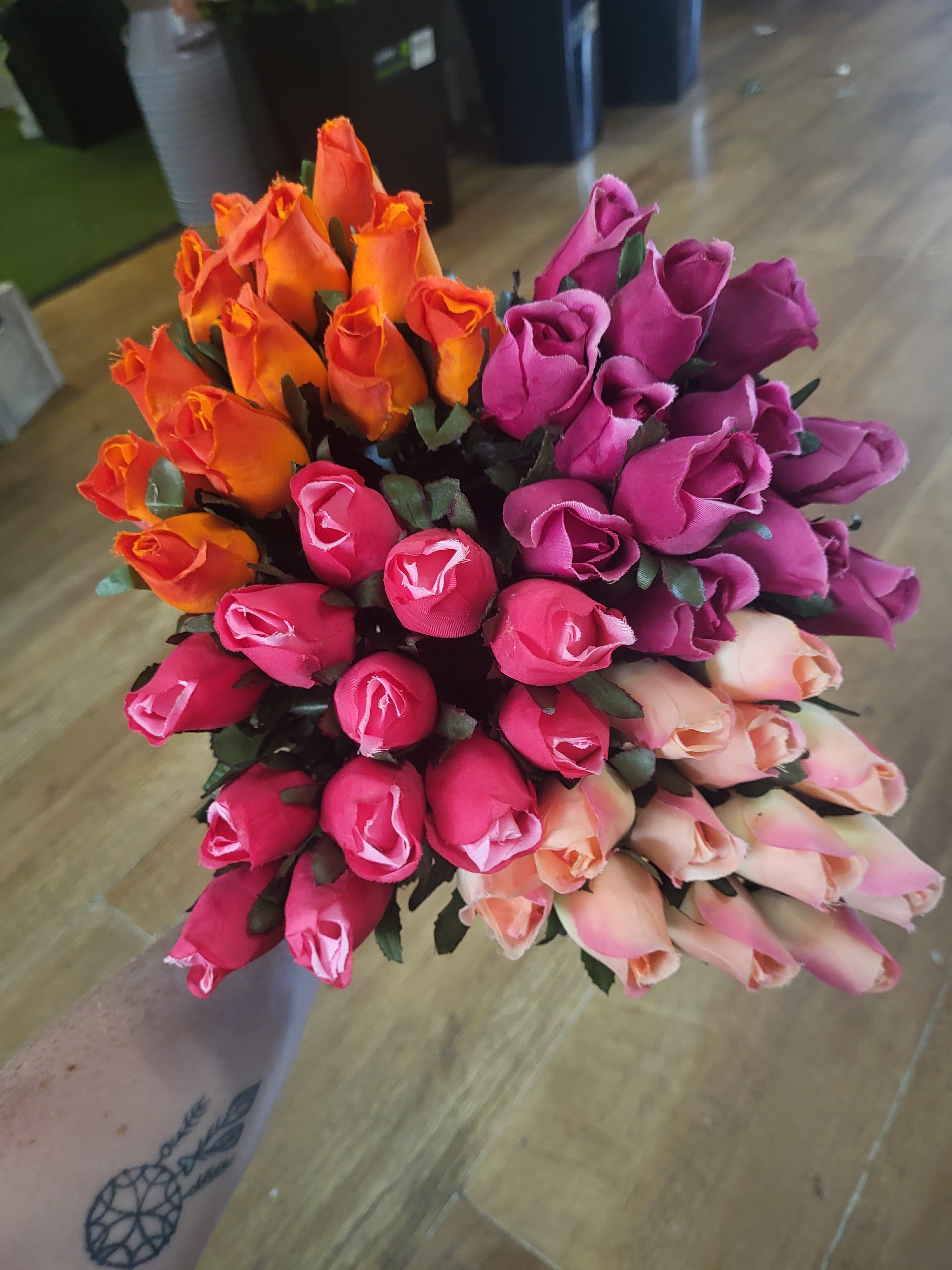 Bundle of 12 long wired rose picks - 4 colours available image 1