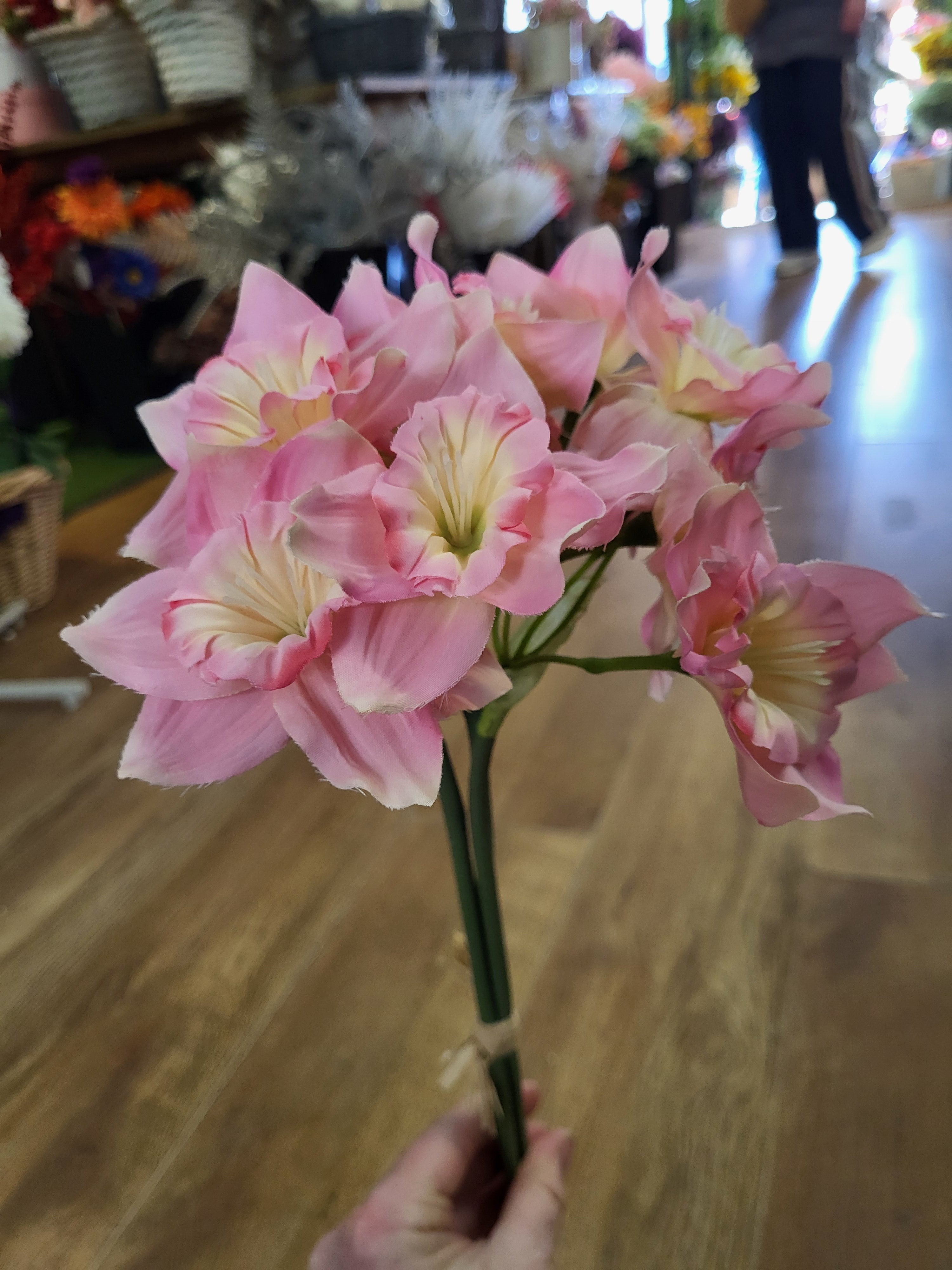 Hand tied long stem pink daffodils  image 4