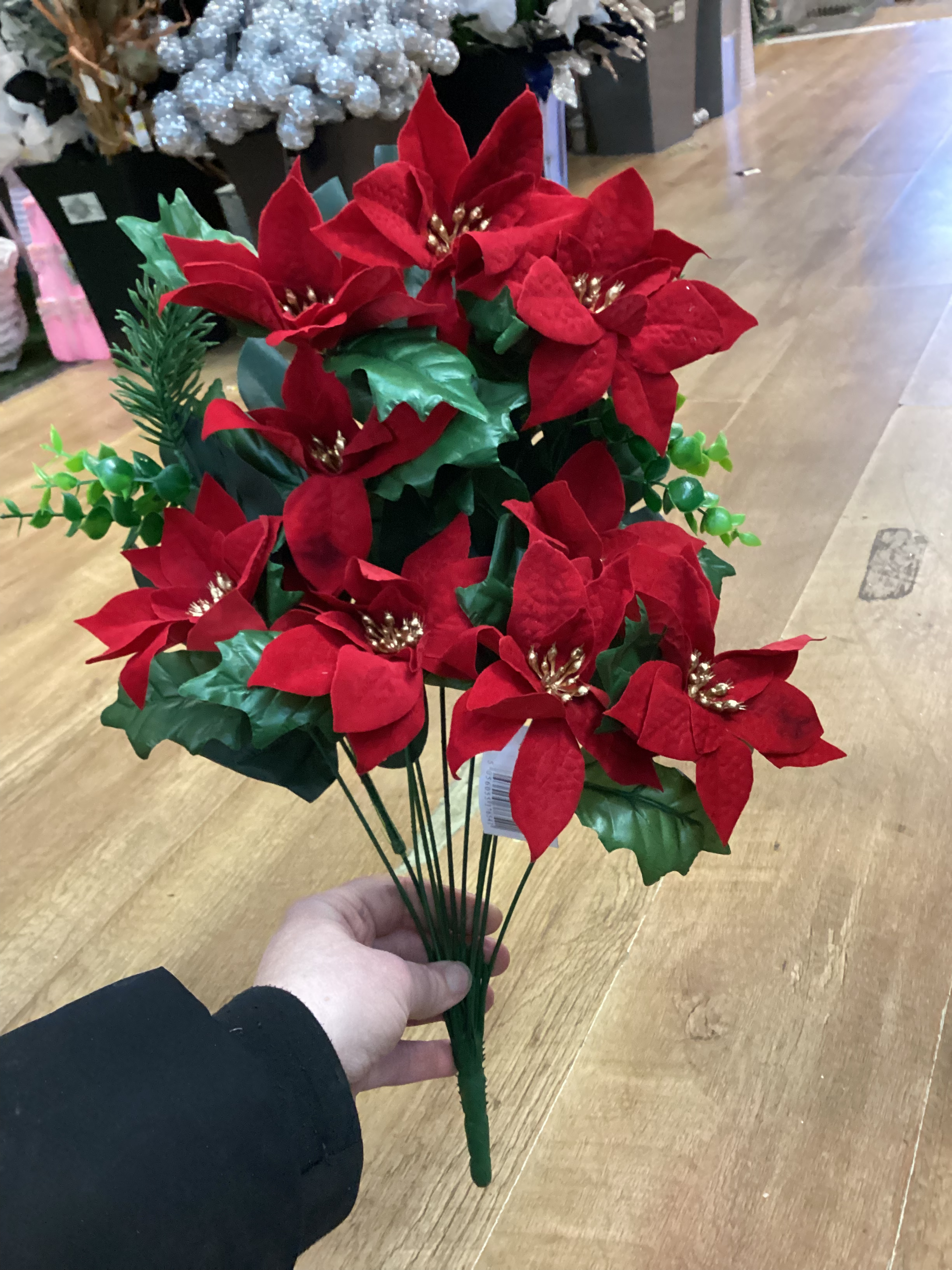 Flat back poinsettia bunch  - red image 0