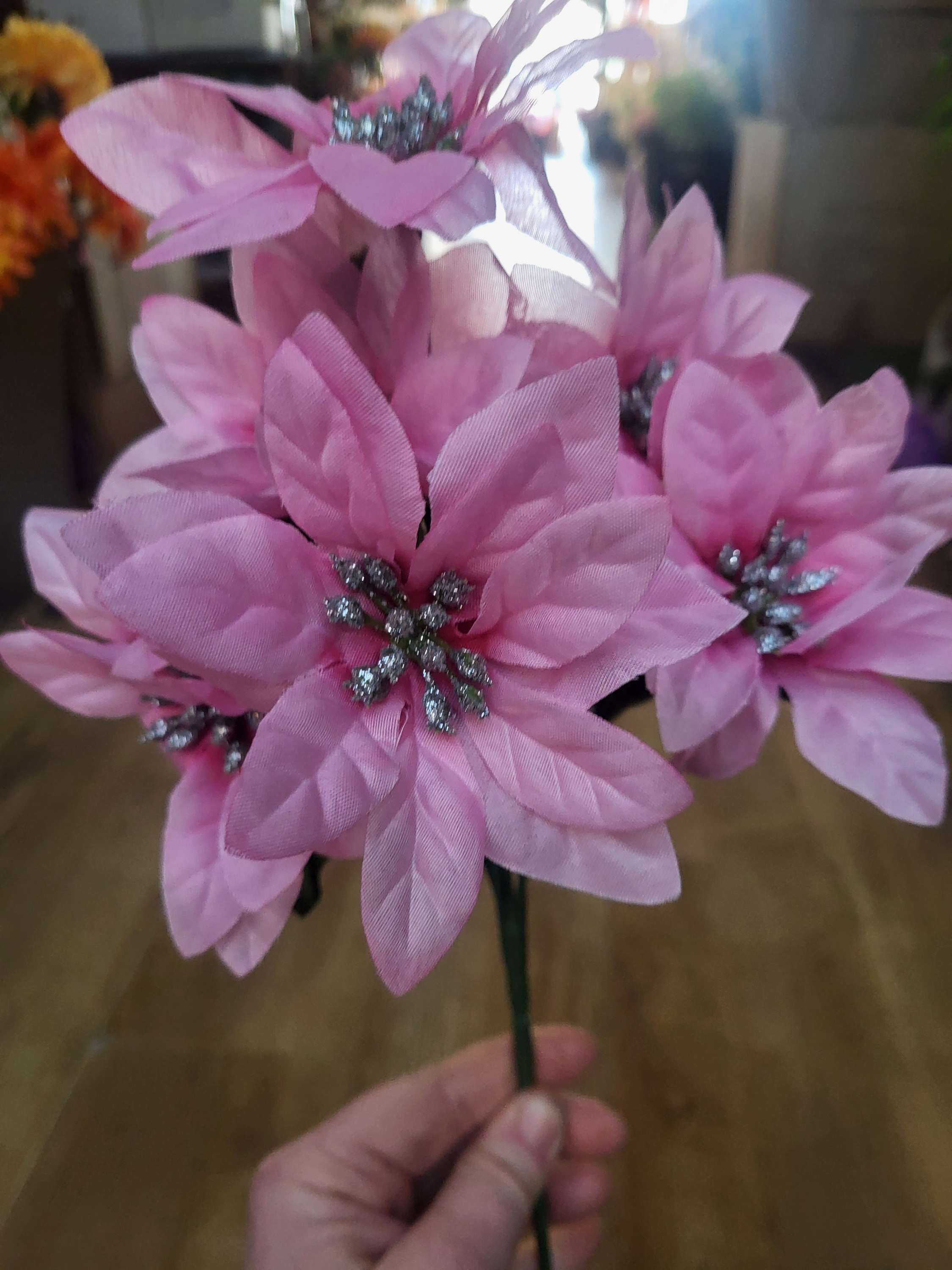 Poinsettia with glittered centre - 3 colours available image 3