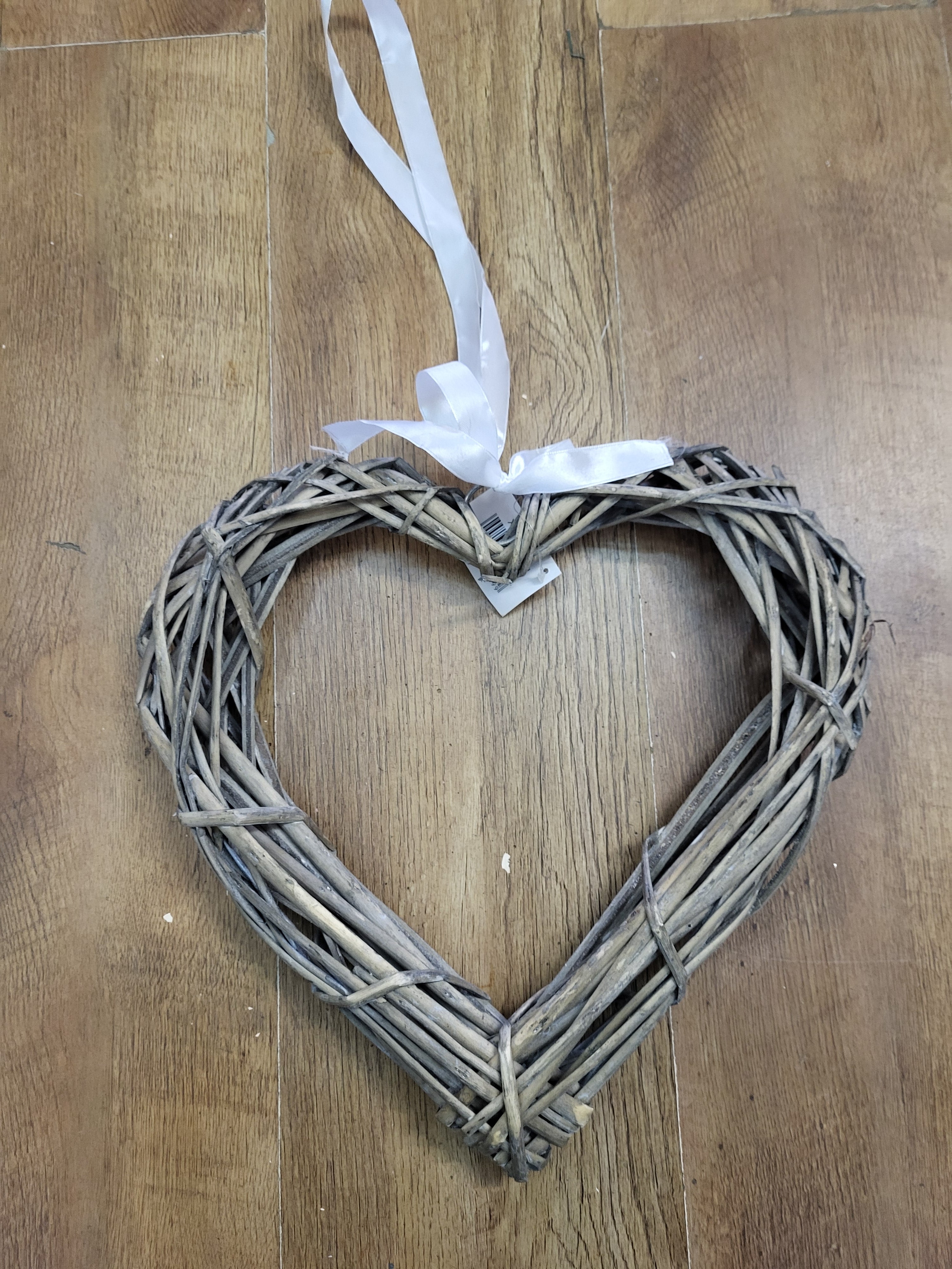35cm grey wicker heart wreath image 0