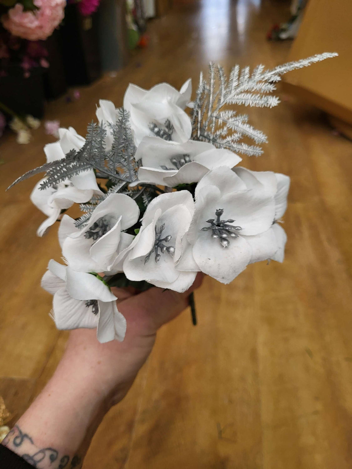 Christmas flower with metallic fern bunch - 4 colours available image 3