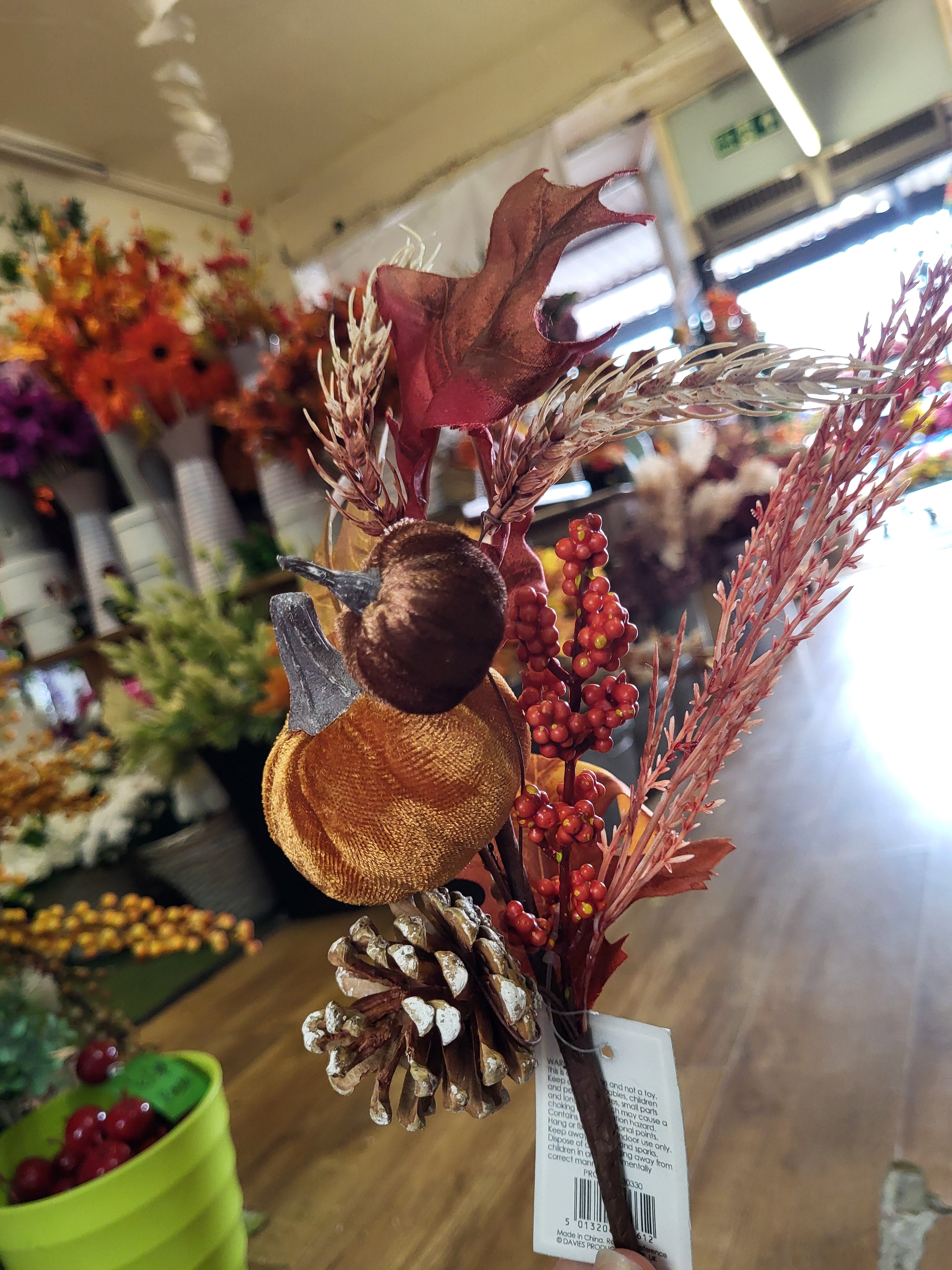 48cm luxury velvet pumpkin spray image 3