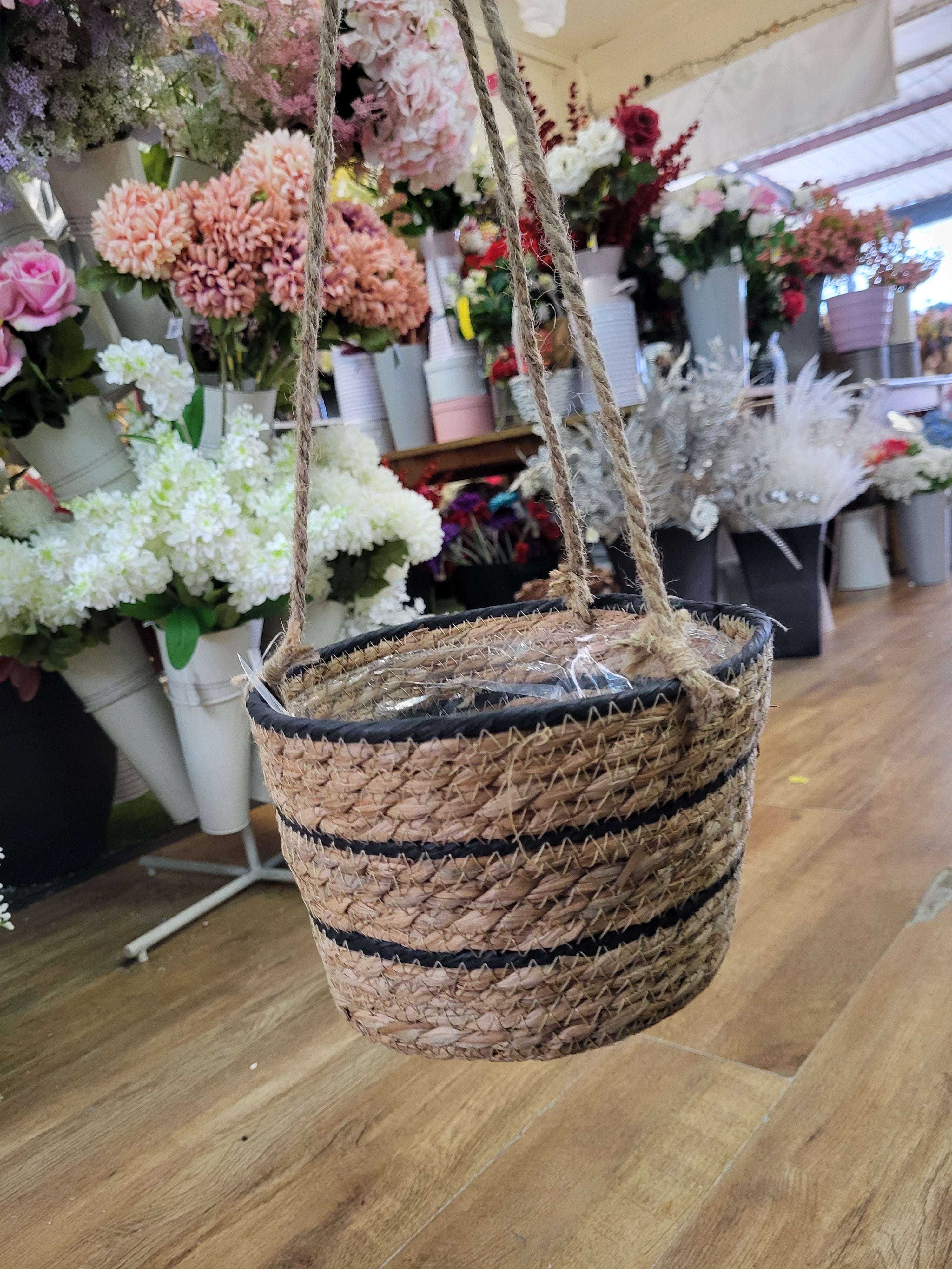 Natural Reed hanging baskets(62x21x40cm) - 2 colours available image 2