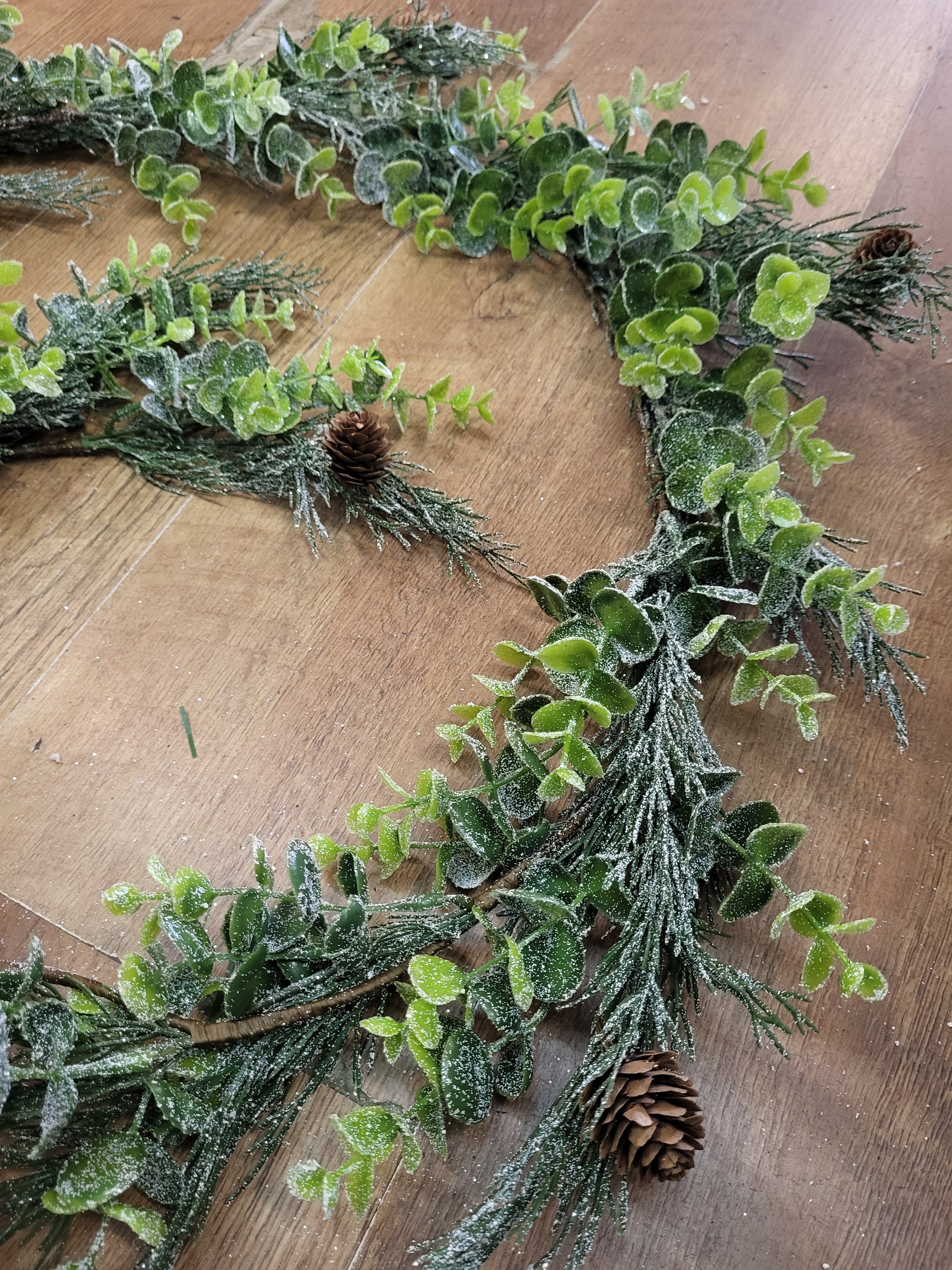 Frosted eucalyptus/cypress with miniature cones garland  image 1