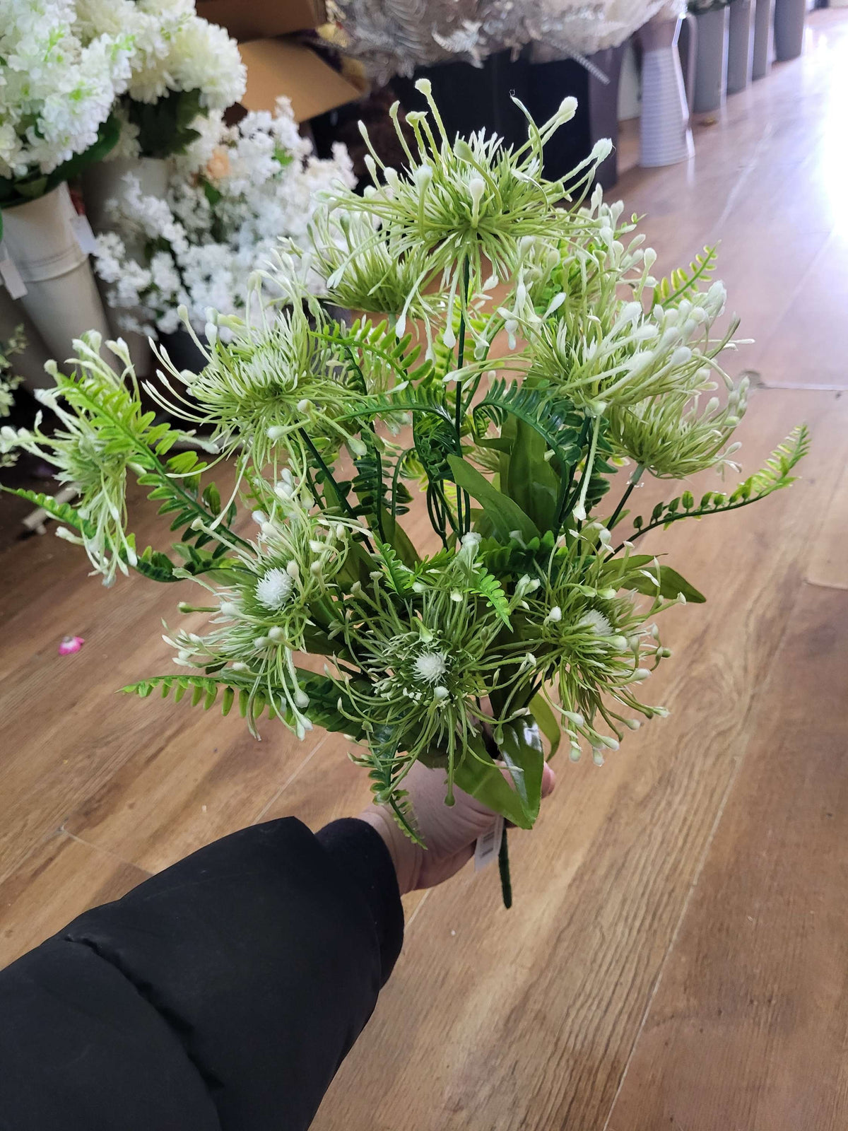 Large 12 headed green/white protea bunch image 5