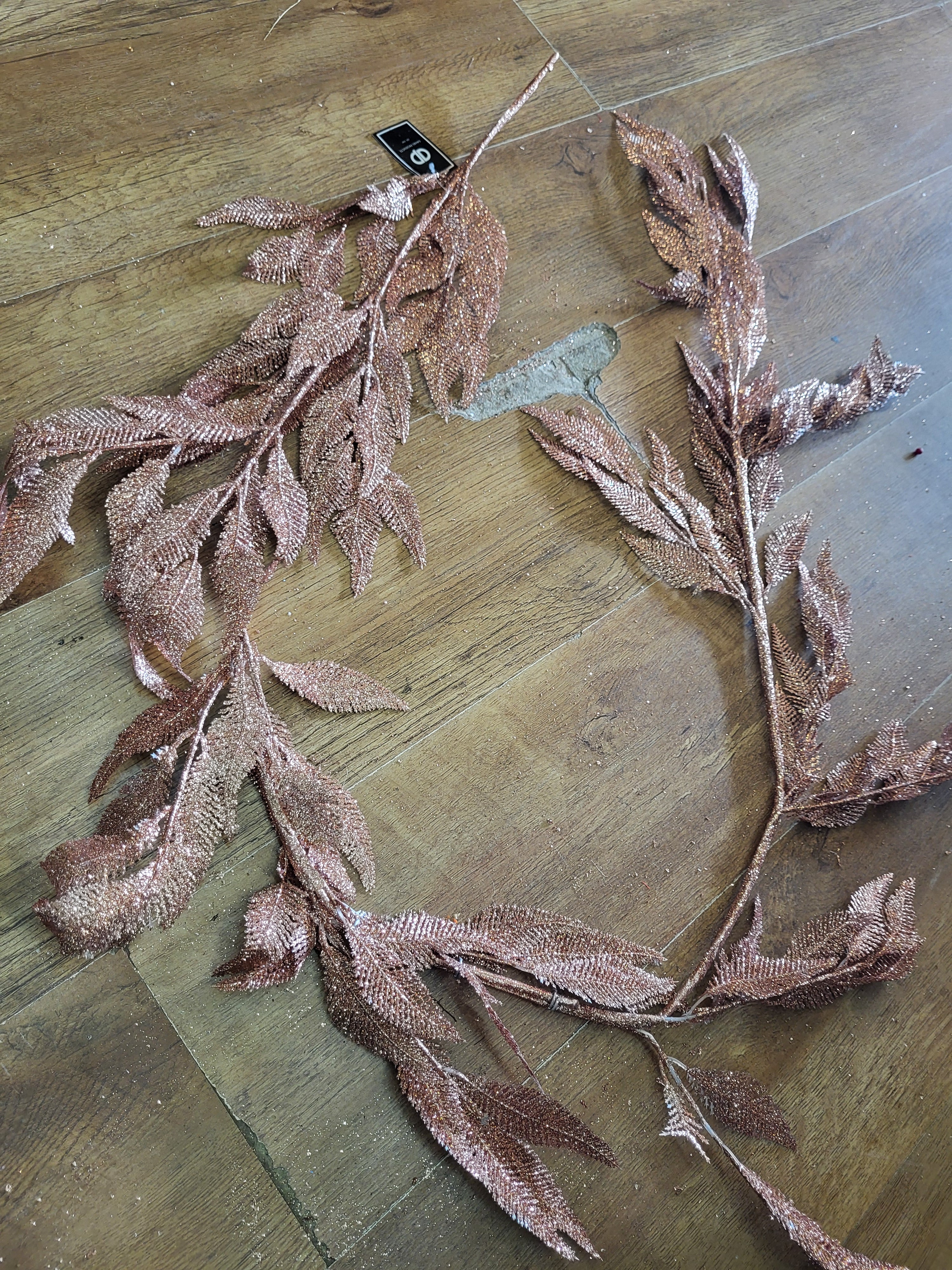 Rose gold glittered feather leaf garland  image 2