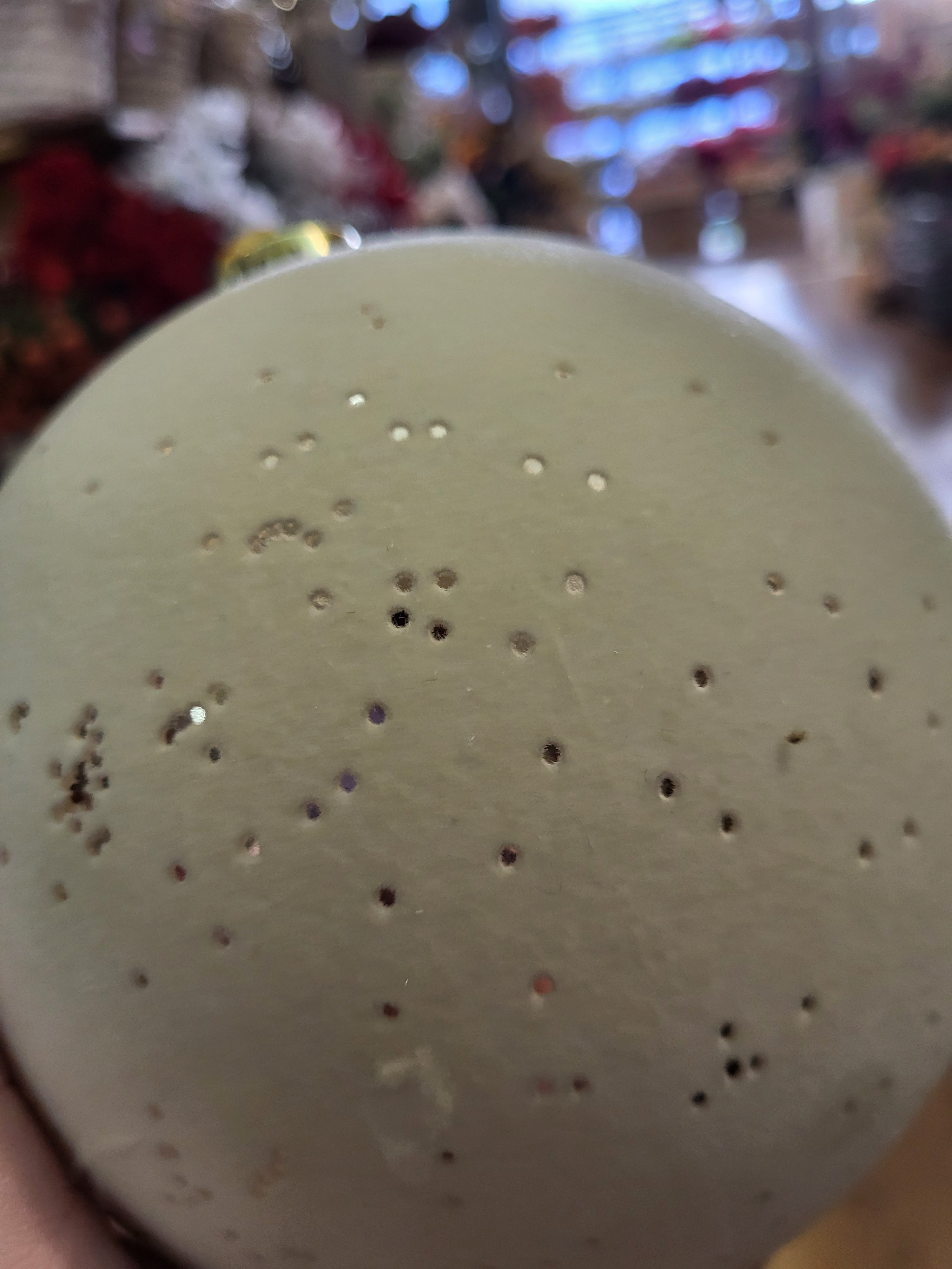 15cm flocked cream bauble with metallic flecks image 2