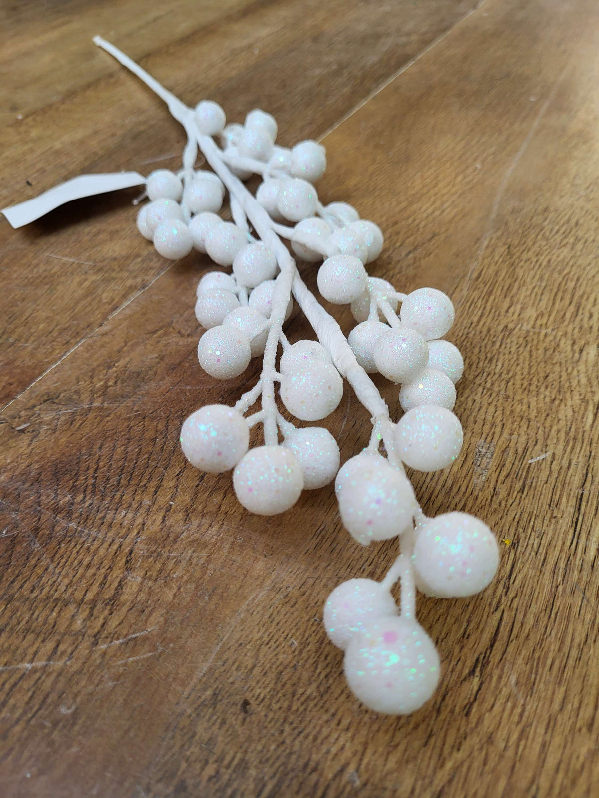 Bundle of 8 glittered white berry stems image 4